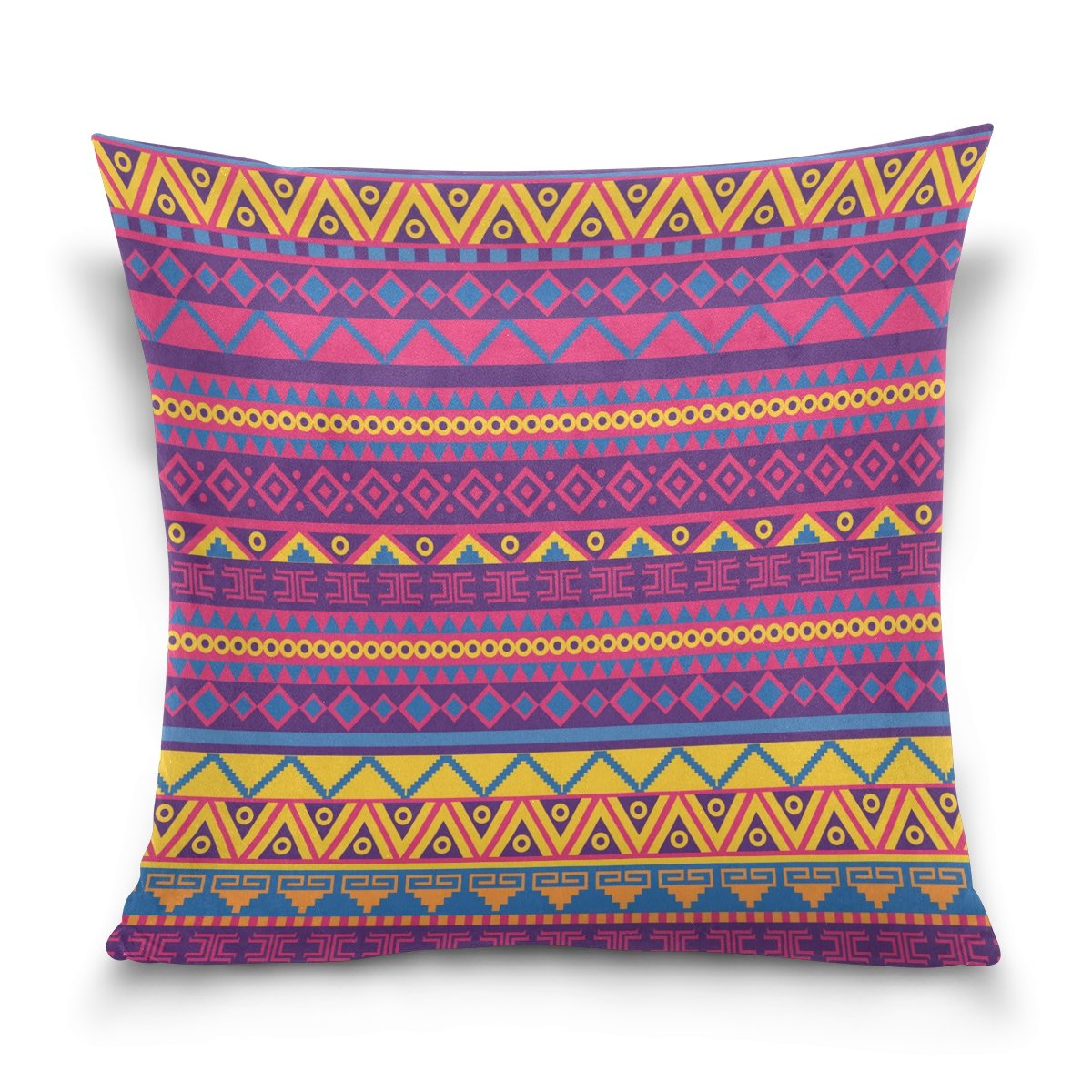 ALAZA Decorative Throw Pillow Cover 16x16 Inch - Mexican Style Aztec Tribal Ethnic Square Cushion Case for Sofa, Bed & Home Decor | Bright Reversible Twin-Sided Design | Perfect for Living Room, Bedroom & Boho Chic Interiors