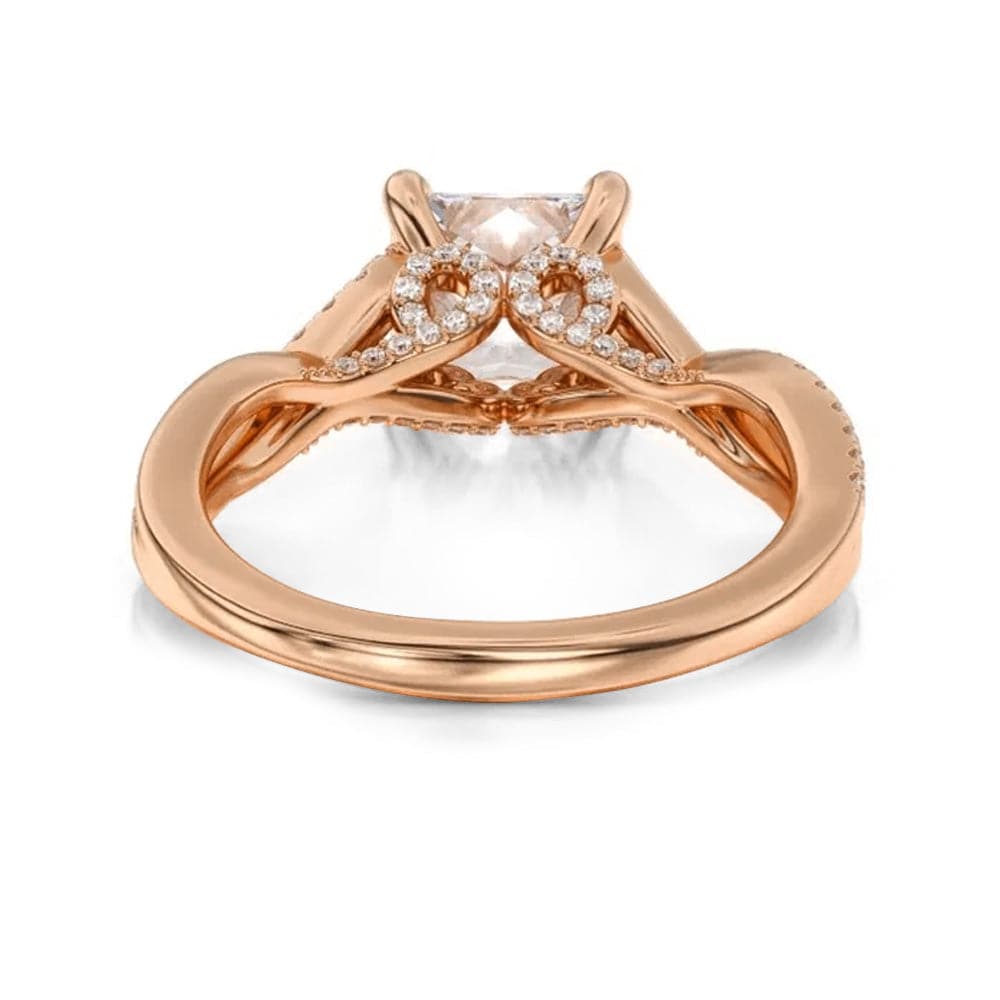 Princess Cut Moissanite Twisted Band Engagement Ring with Hidden Accents - Elegant Wedding Jewelry for Proposals, Anniversaries & Bridal Sets | Perfect for Romantic Occasions & Special Moments