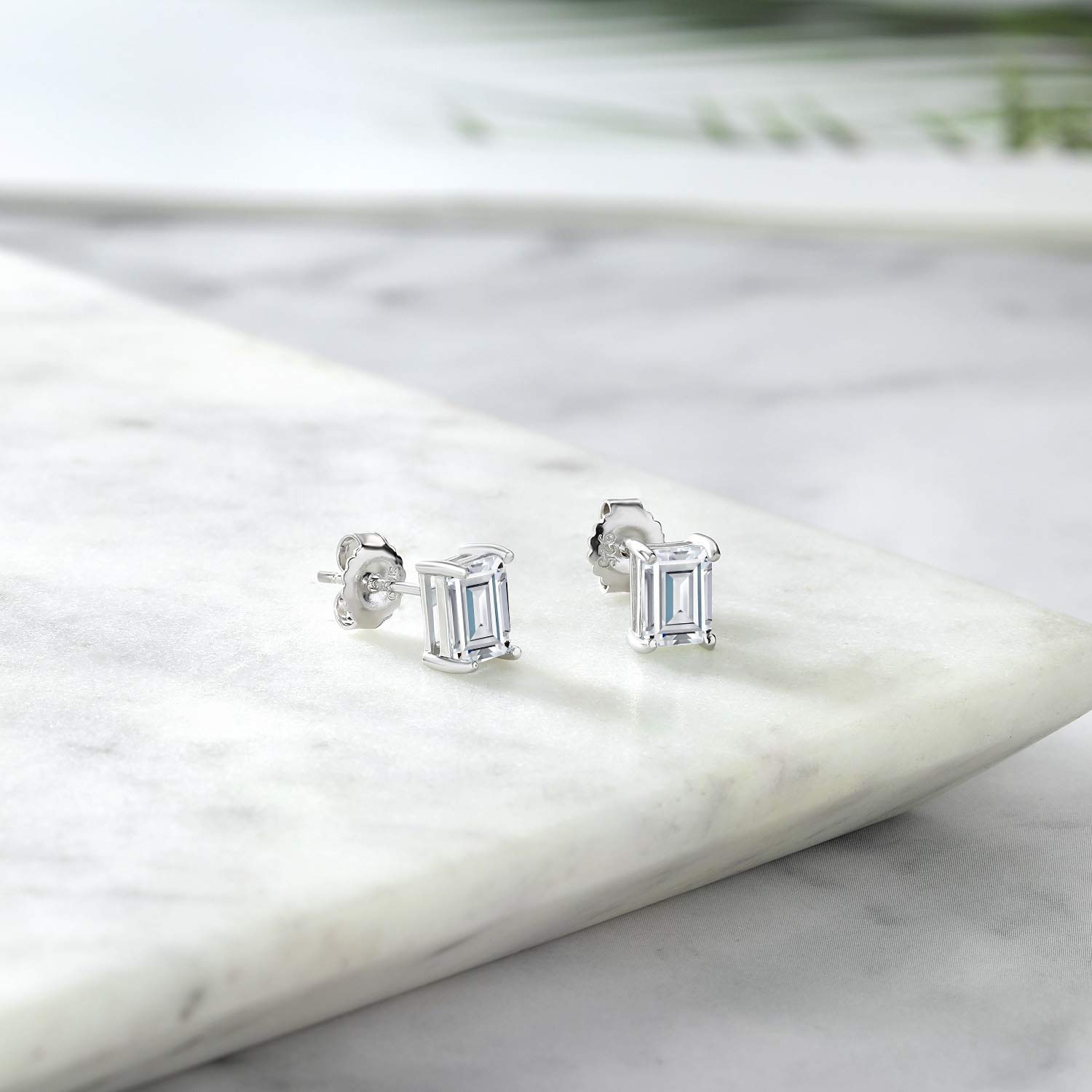 7X5MM Emerald Cut Gemstone Stud Earrings for Women & Men - 925 Sterling Silver Birthstone Jewelry | Fine Gifts for Her, Mom, Wife | Anniversary, Birthday, Christmas Present