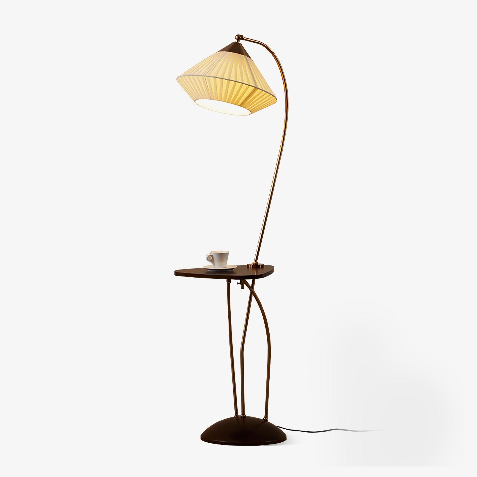 Modern Curve Floor Lamp with Side Table - Adjustable LED Reading Light for Living Room, Bedroom, or Office