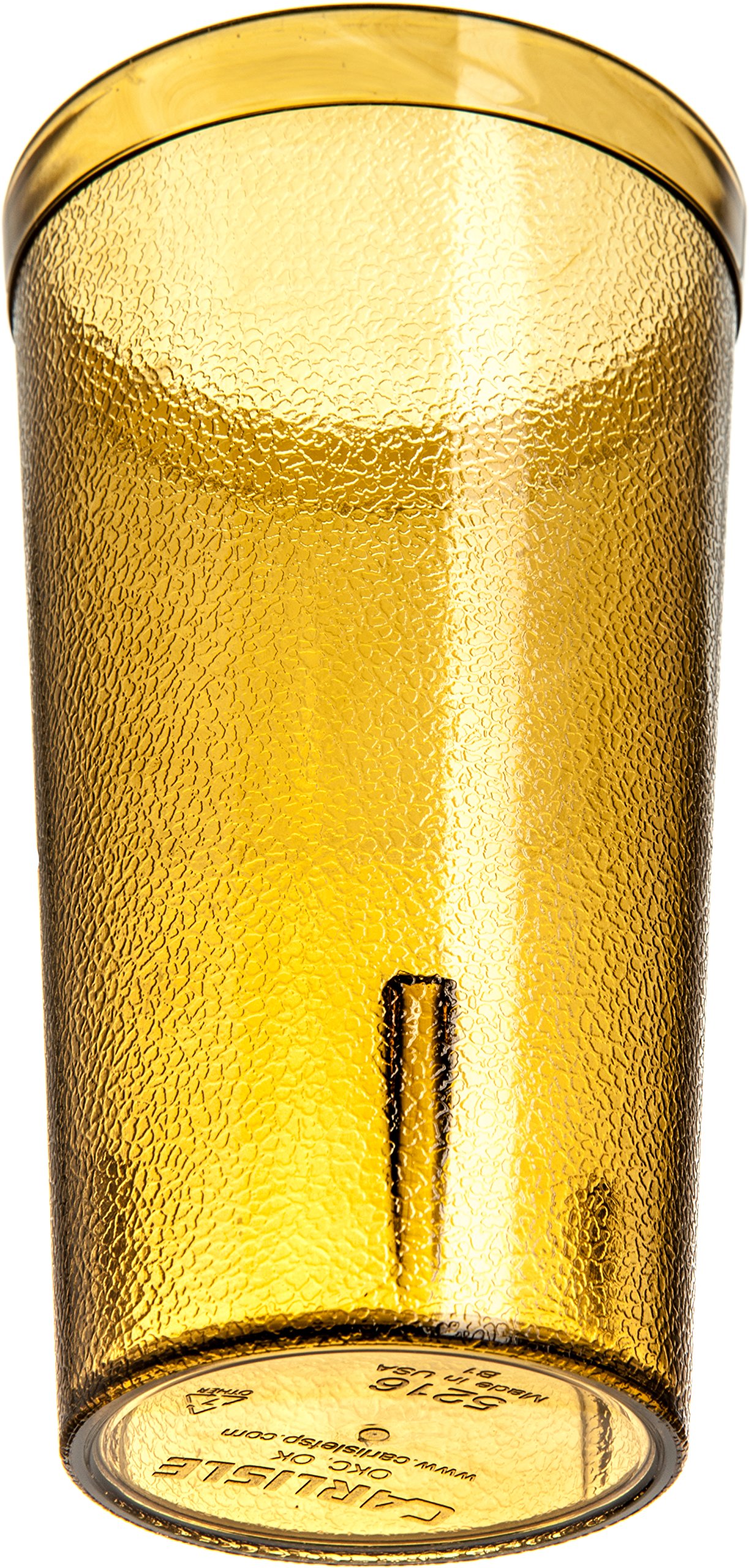 Carlisle FoodService 16 oz Amber Plastic Tumbler - Stackable, Pebbled Exterior for Restaurants, Catering & Kitchens - Durable & BPA-Free (Pack of 72) - Perfect for Beverage Service, Cafeterias, and Outdoor Events