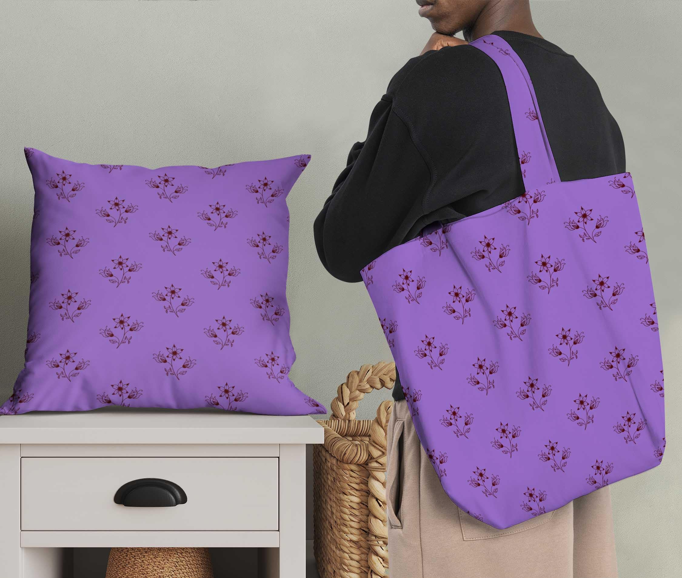 Soimoi Moss Georgette Purple Fabric by The Yard - 42 Inch Wide Printed Fabric with Artistic Leaf & Floral Design for Dresses, Curtains, DIY Crafts - Elegant Home Decor & Fashion Material