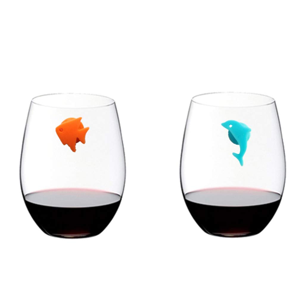 24pcs Silicone Wine Glass Charms - Sea & Land Animal Drink Markers for Parties, Nautical Theme Events & Beach Weddings - Reusable Cup Identifiers for Wine Bottles & Glasses