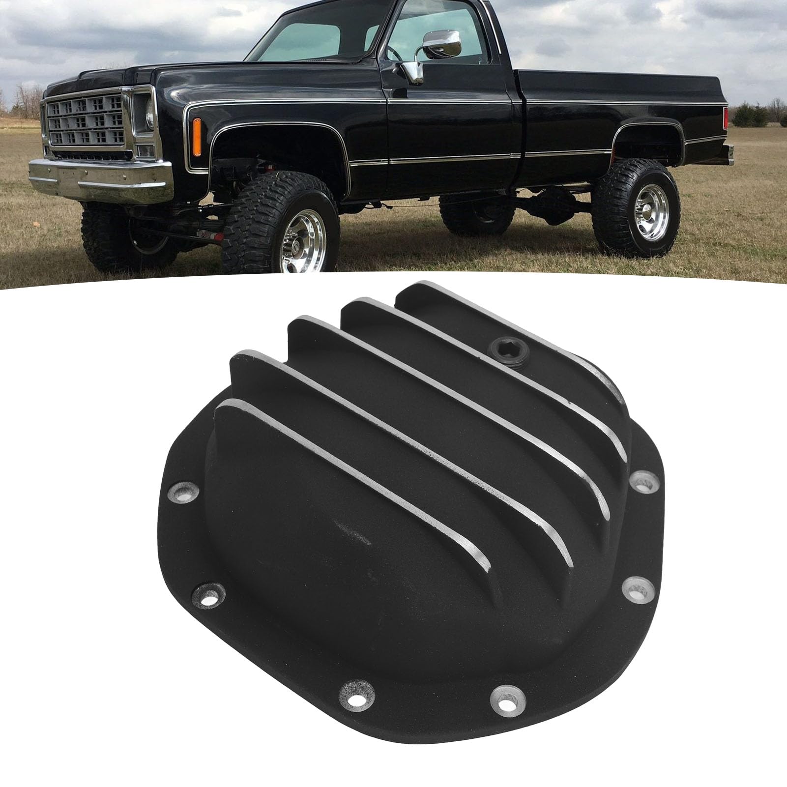 10 Bolt Differential Cover - H50720016 Aluminum Front & Rear Differential Cover Kit for F-100 Dana 44 (Black) | Polished Heavy Duty Protection for Off-Road, Racing & Truck Upgrades