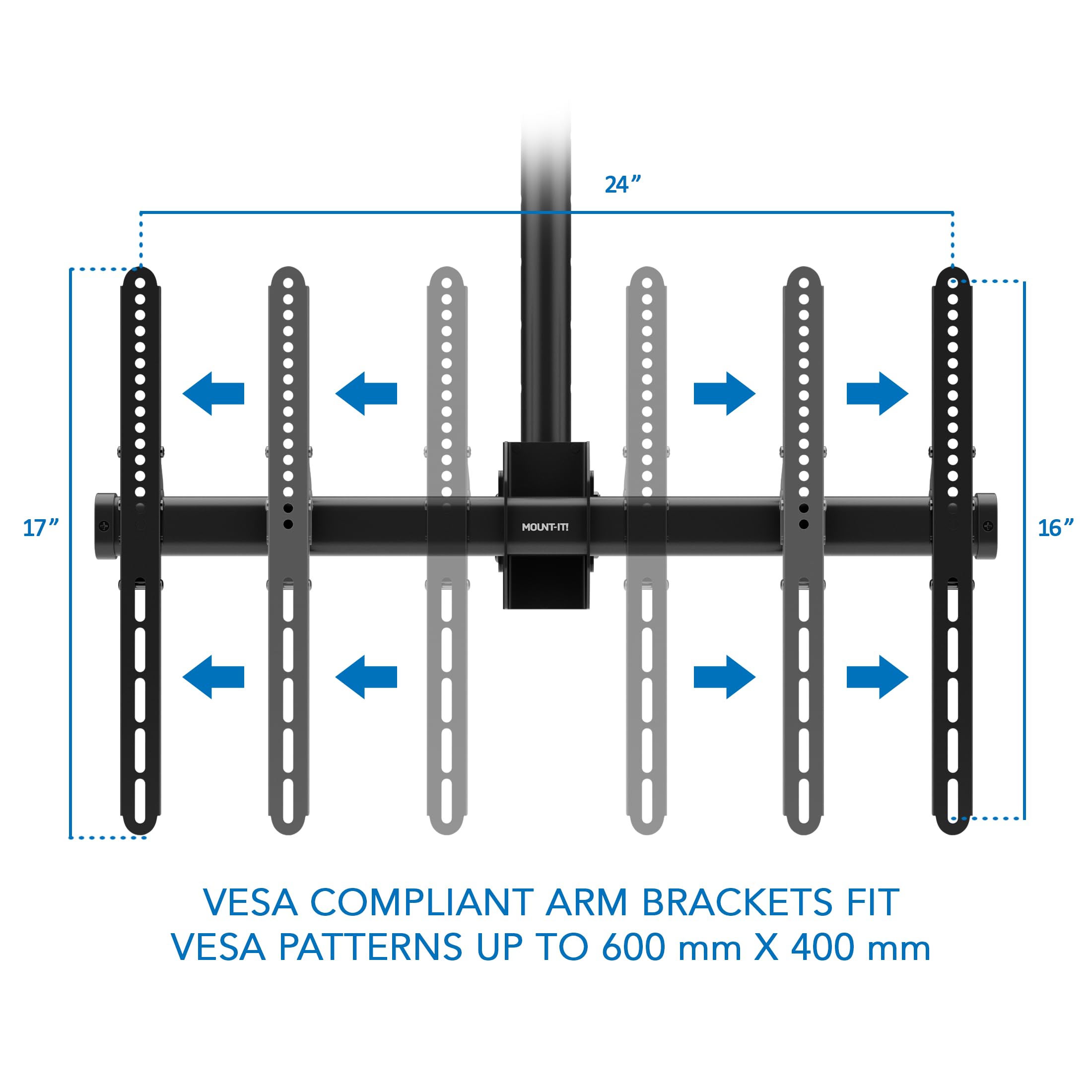 Mount-It! Full Motion TV Ceiling Mount Bracket - Adjustable Height, 360° Rotation & Tilting for 75