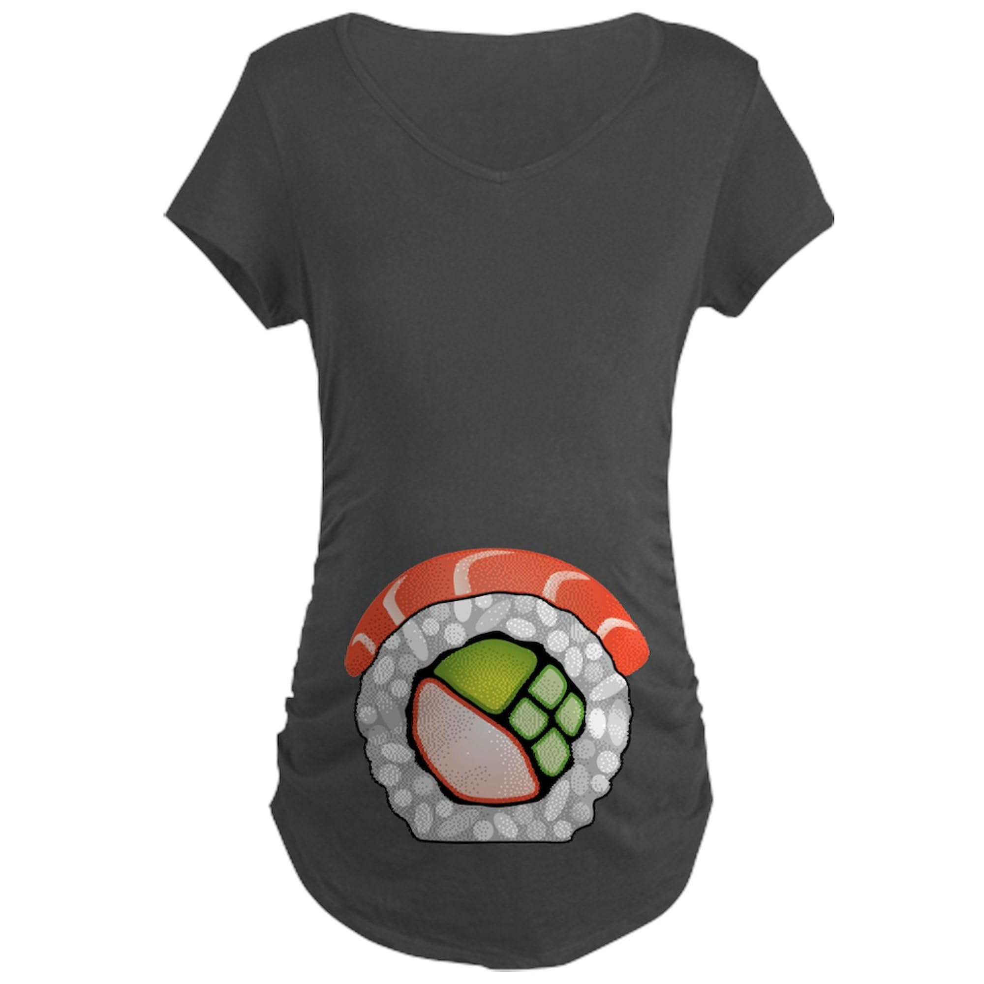 Women's Sushi Maternity T-Shirt - Ruched Side Design for Pregnancy Comfort | Perfect for Baby Showers, Maternity Photos & Casual Wear