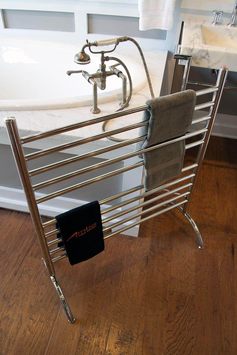 Amba 33 Solo 33 Plug-in Freestanding Towel Warmer - 33W x 38H - Perfect for Bathrooms, Spas & Luxury Home Heating