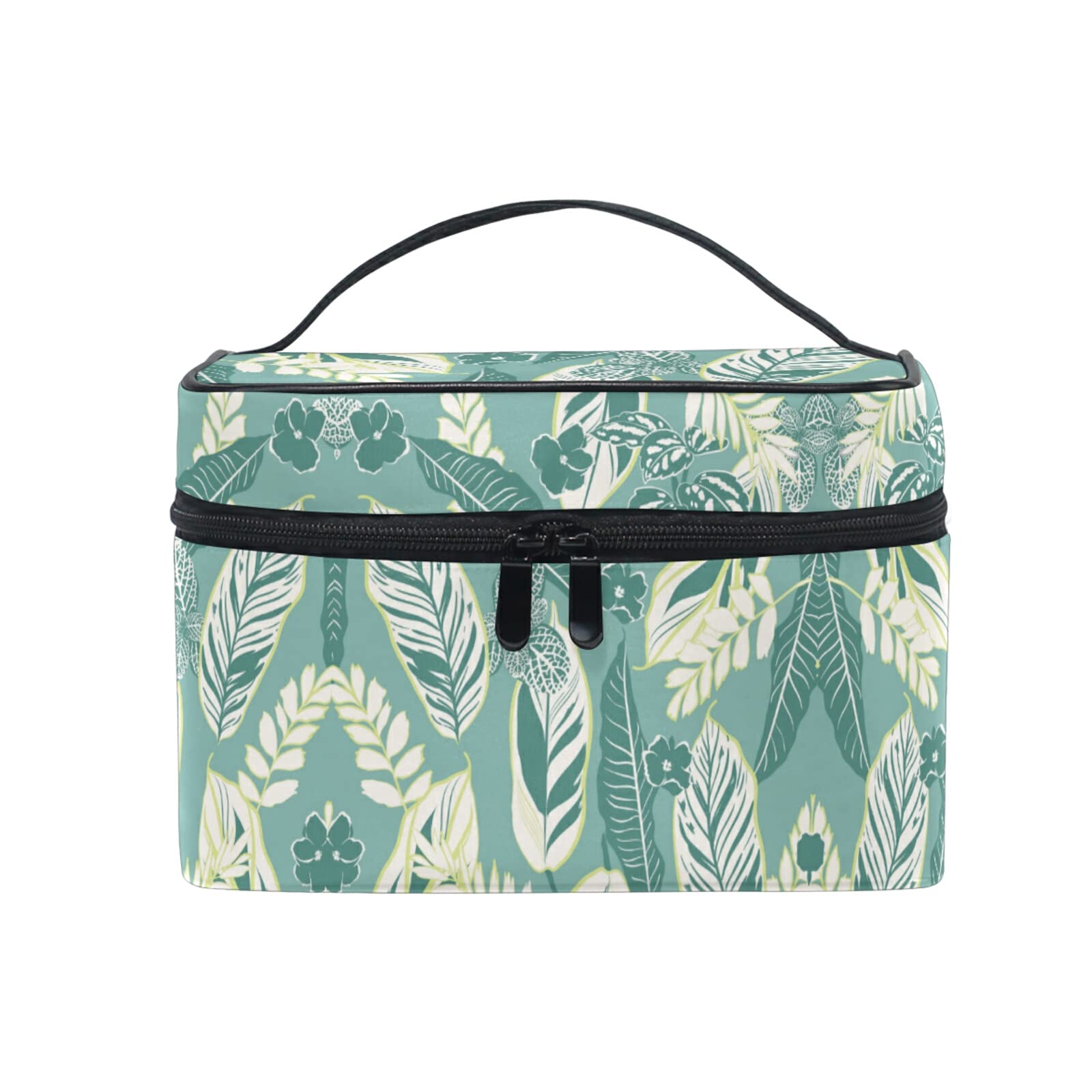 Eco-Friendly Leaf Print Cosmetic Bag - Waterproof Makeup Pouch & Toiletry Organizer for Women | Travel, Gym, Daily Essentials Storage