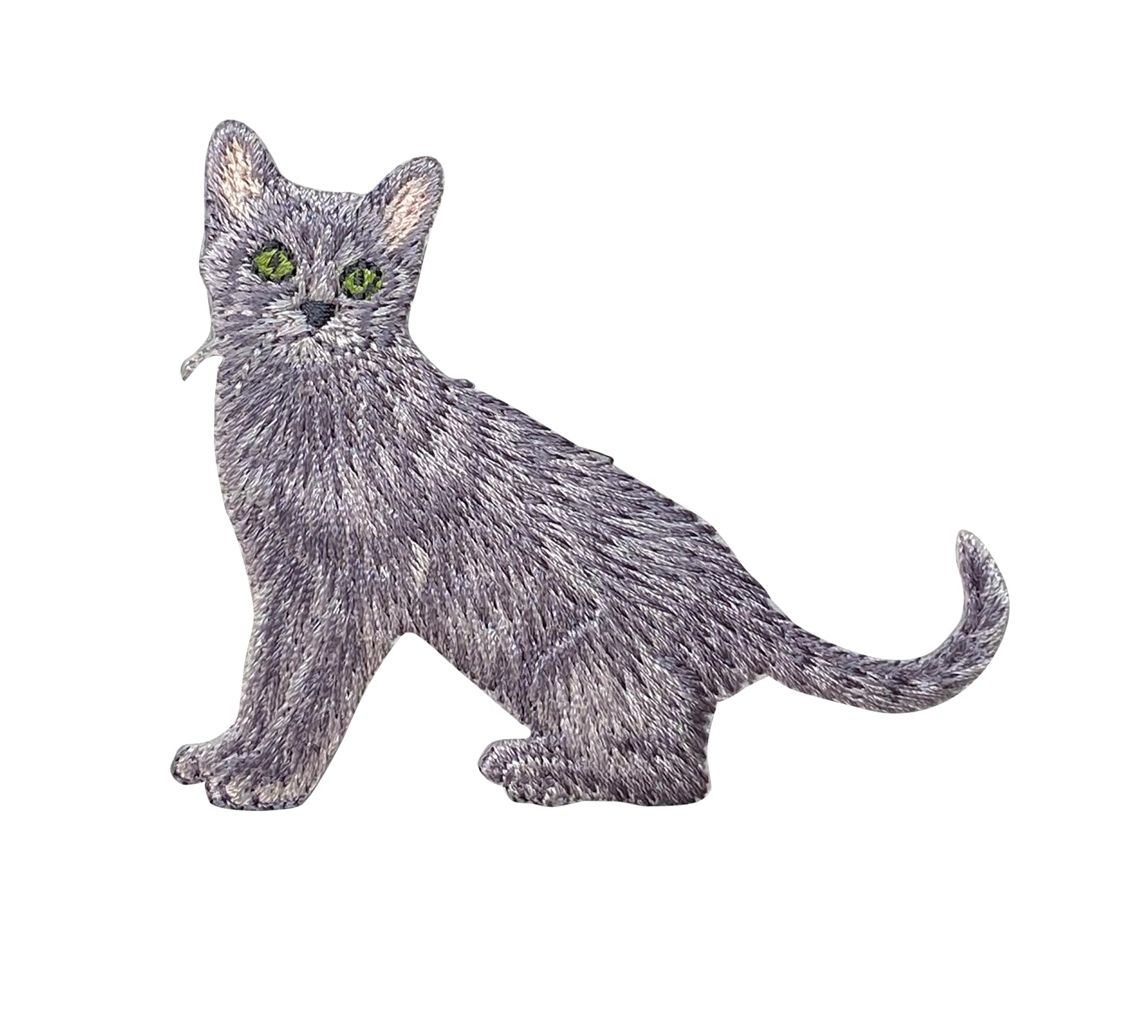 Realistic Gray Cat Full Body Embroidered Iron On Patch for Pets, Kittens, DIY Clothing, Jackets, Bags & Backpacks - Perfect for Customization & Personalization