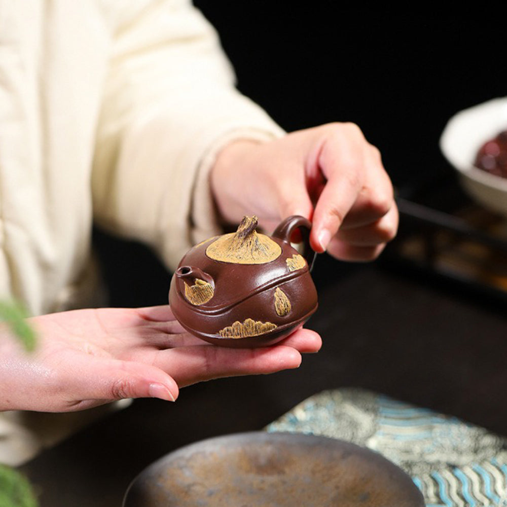 Premium Water Chestnut Purple Clay Teapot - Authentic Yixing Zisha Teapot for Gongfu Tea Ceremony | Perfect for Chinese Tea Brewing, Home Decor & Gift Giving