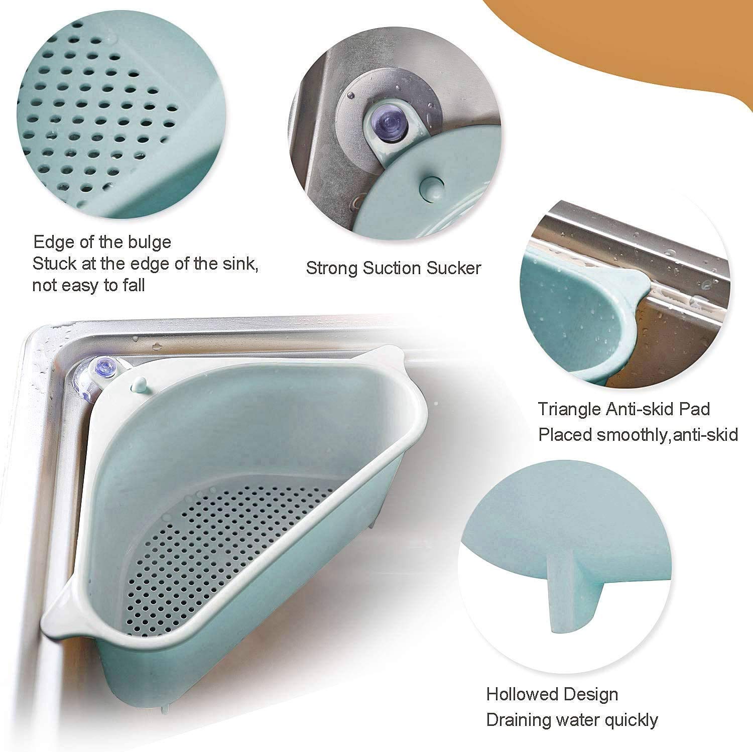 Garuda Enterprise Multipurpose Kitchen Sink Basket - Corner Sink Strainer, Plastic Dish Organizer & Drain Tray for Efficient Kitchen Organization | Perfect for Washing Dishes, Draining Fruits & Organizing Utensils
