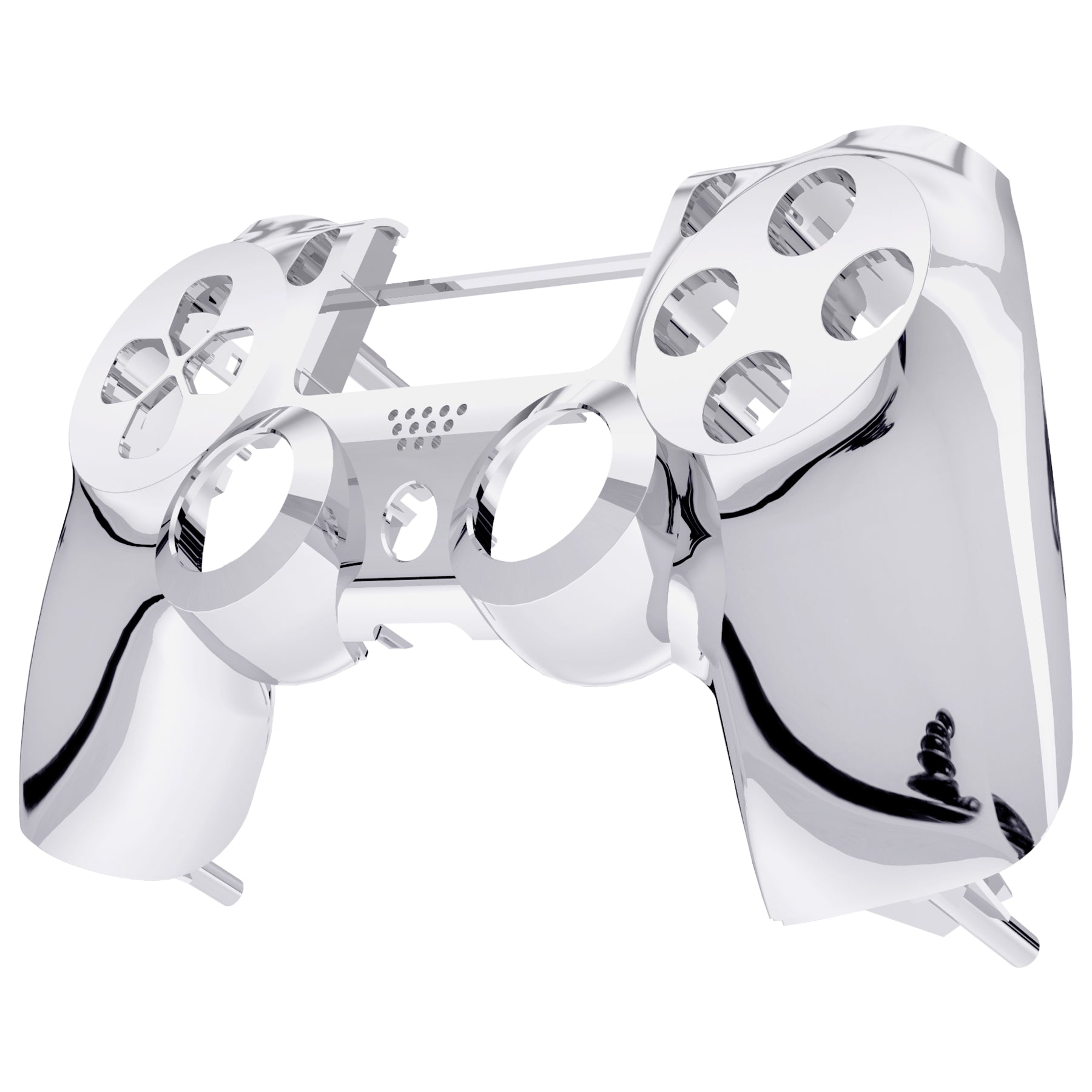 eXtremeRate Chrome Silver Front Housing Shell Faceplate for PS4 Slim Pro Controller (CUH-ZCT2/JDM-040/JDM-050/JDM-055) - Replacement Cover for Enhanced Gaming Experience & Customization