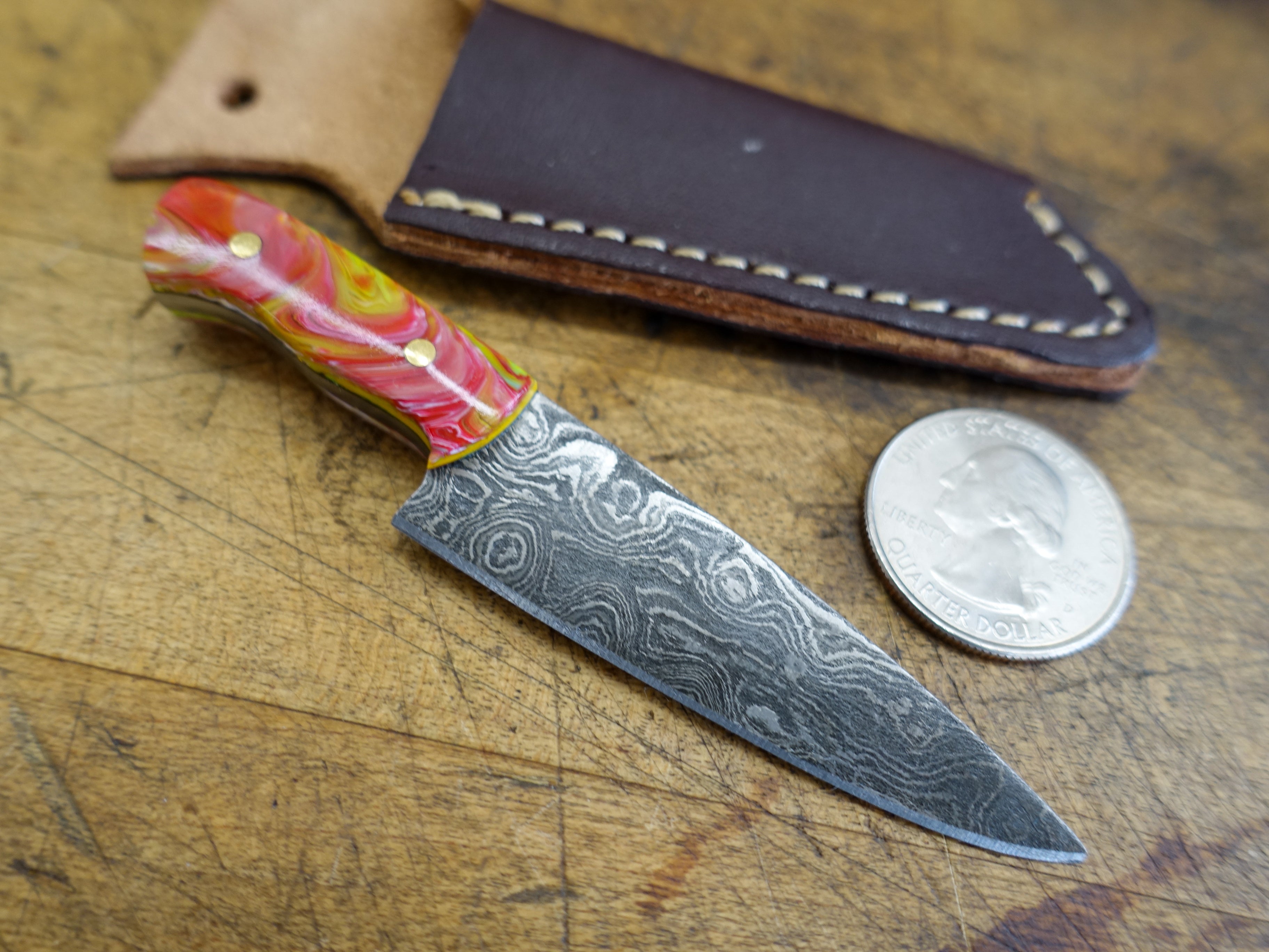 HK Knives Mini Chef Knife with Sheath - Compact Kitchen Knife for Precise Cutting | Perfect for Camping, Travel & Small Kitchen Spaces