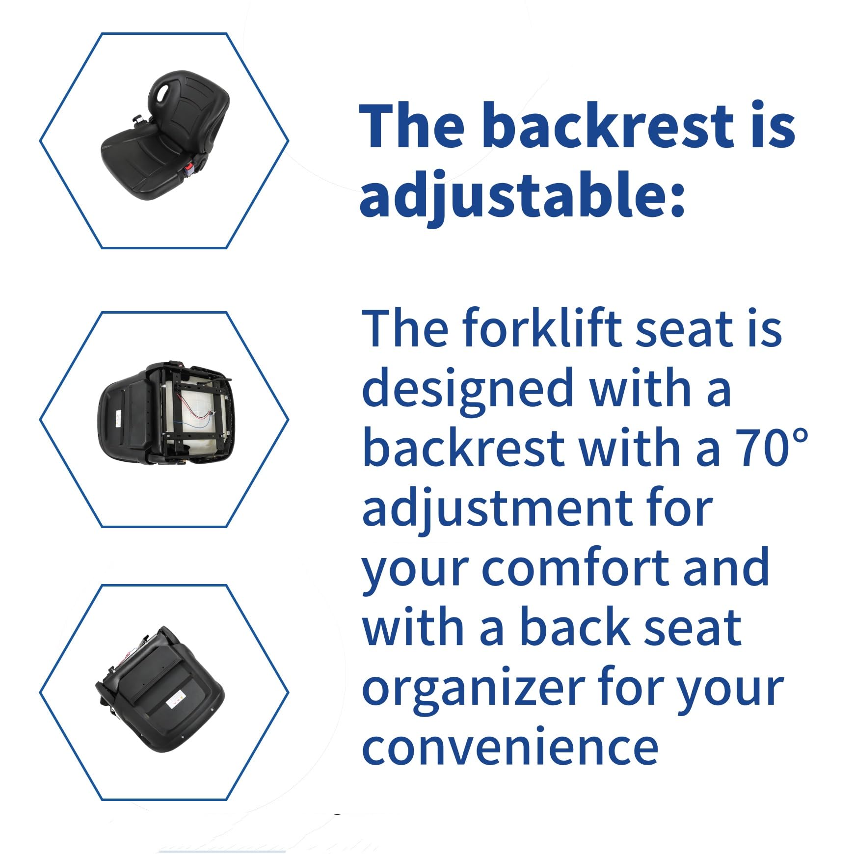 Universal Forklift Seat Replacement for Toyota, Clark, Komatsu, Nissan, Yale & Hyster - Curved Back Design with Retractable Seat Belt Switch - Heavy Duty Comfort for Warehouse, Construction & Industrial Use