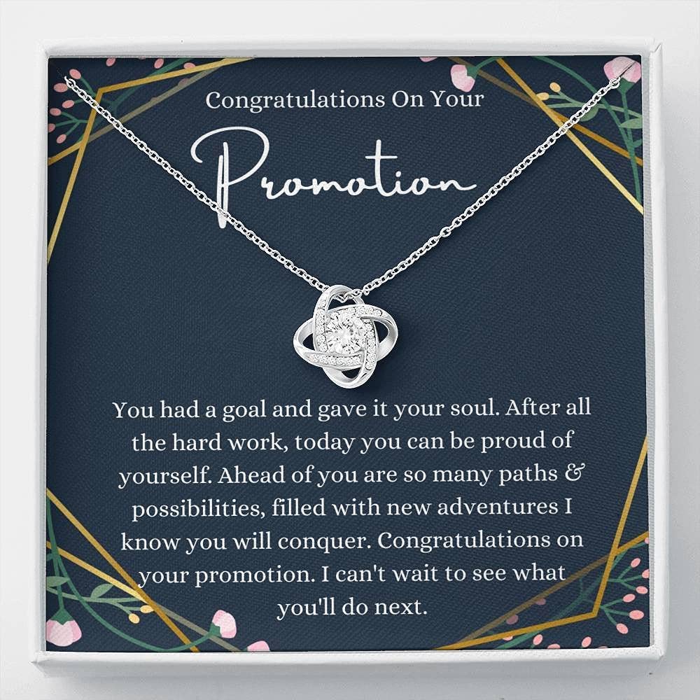 Handmade Love Knot Message Card Jewelry - Personalized Necklace for Women | Job Promotion Gift, Congratulations Present for Boss & Friends | Perfect for Celebrations, Anniversaries & Special Occasions