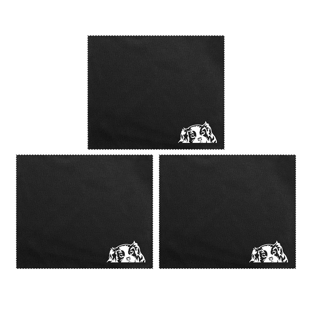 WIRESTER 3 Pack Microfiber Cleaning Cloths 7.1 x 5.9 Inches for Glasses, Phone Screens, Laptops, Cameras - Soft Scratch-Free Lens Cleaning - Perfect for Home, Office & Travel Accessories (Cavalier King Charles Spaniels Design)