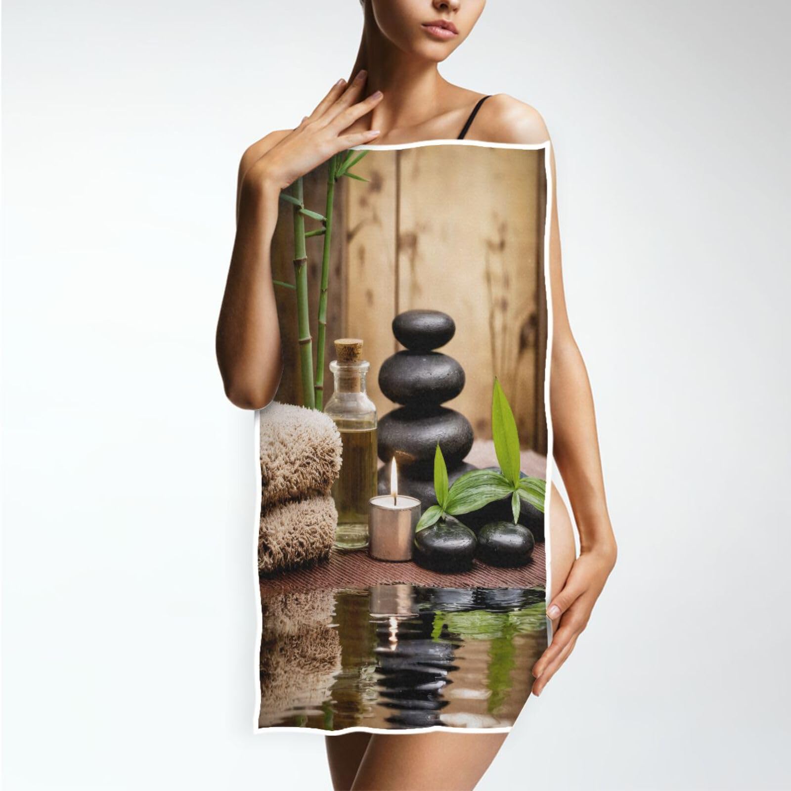 Premium Zen Basalt Stones Wood Soft Highly Absorbent Hand Towel 15