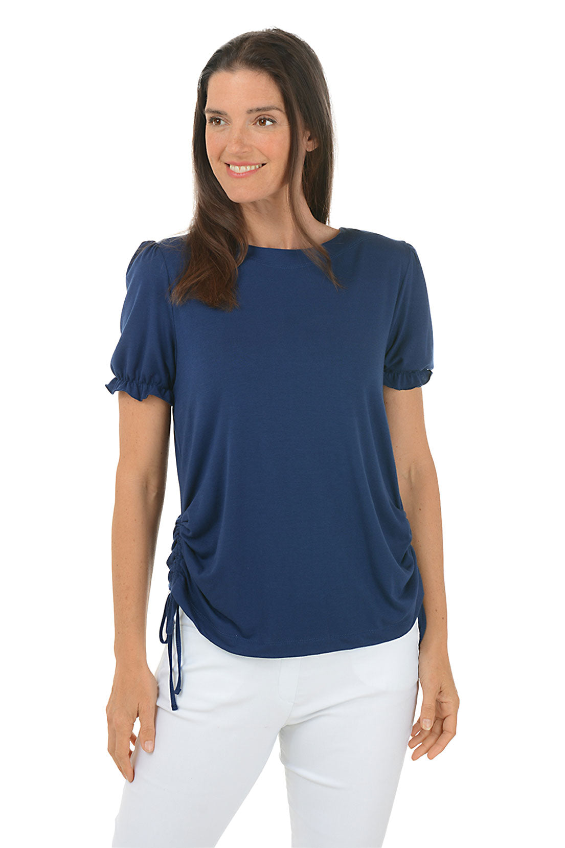 Stylish Puff Sleeve Side Shirred T-Shirt for Women | Trendy Casual Top | Perfect for Everyday Wear, Date Nights & Office Outfits
