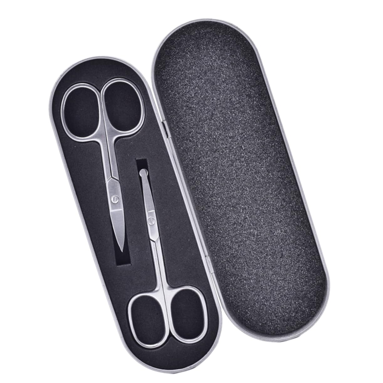 2 Pack Round Tip Makeup Scissors - Painless Nose & Ear Hair Trimmer, Brow Grooming & Hairdressing Shears - Black Craft Scissors for Precise Grooming & Styling at Home or Salon