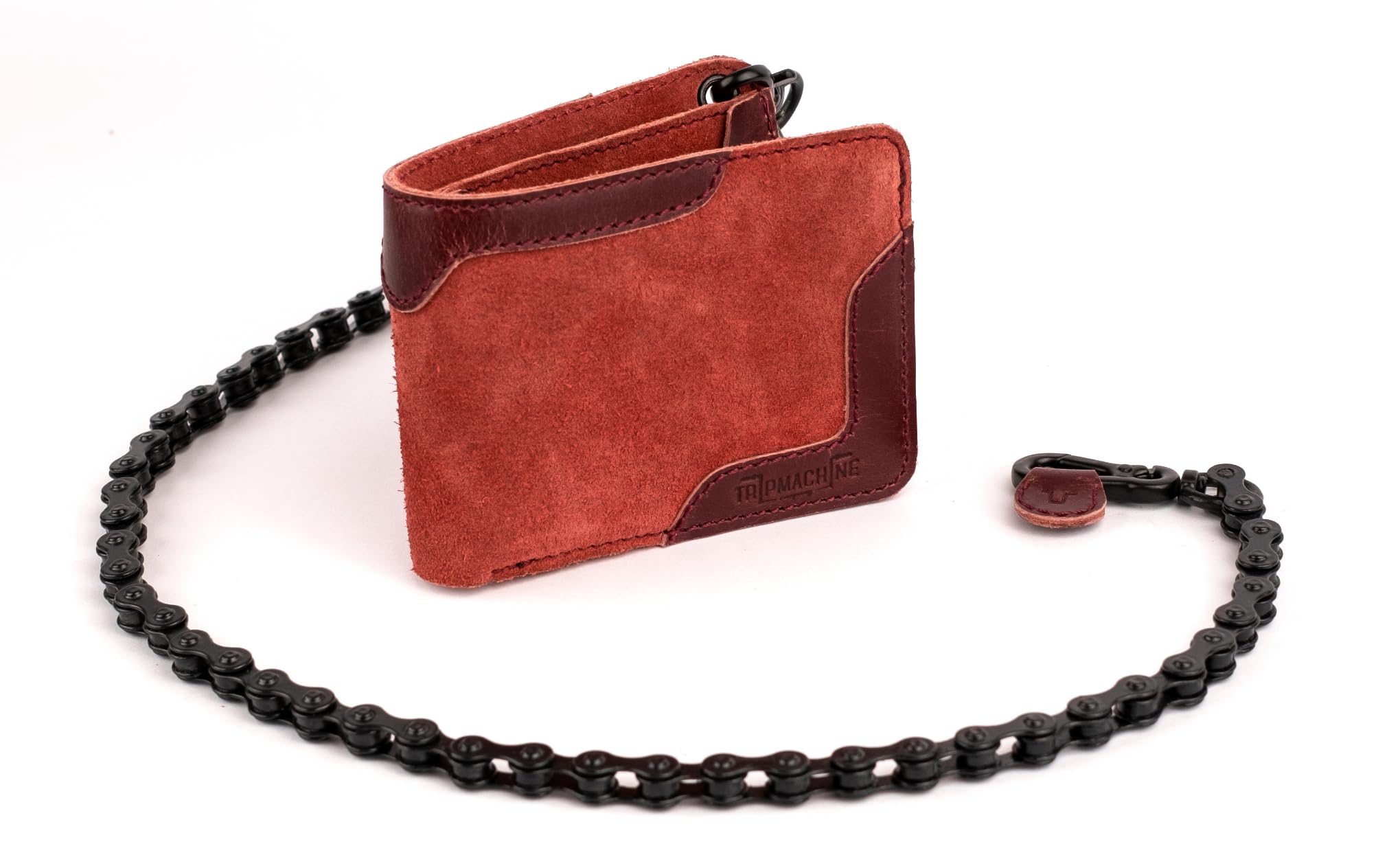 Genuine Leather Chain Wallet for Men by Trip Machine Company - Rodeo Motorcycle Biker Wallet (Cherry Red) | Perfect for Motorcycle Riders, Bikers & Everyday Use
