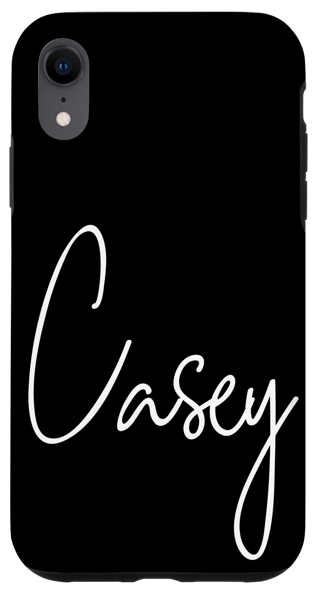 Personalized iPhone XR Case - Custom Name 'Casey' in White on Black Design | Perfect Gift for Friends & Family