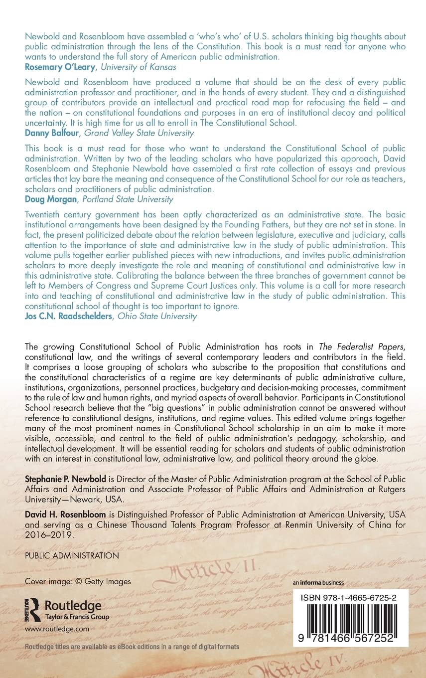 The Constitutional School of American Public Administration: History, Theory & Policy Analysis | Public Administration Textbook for Students & Scholars | Academic Research & Government Policy Studies
