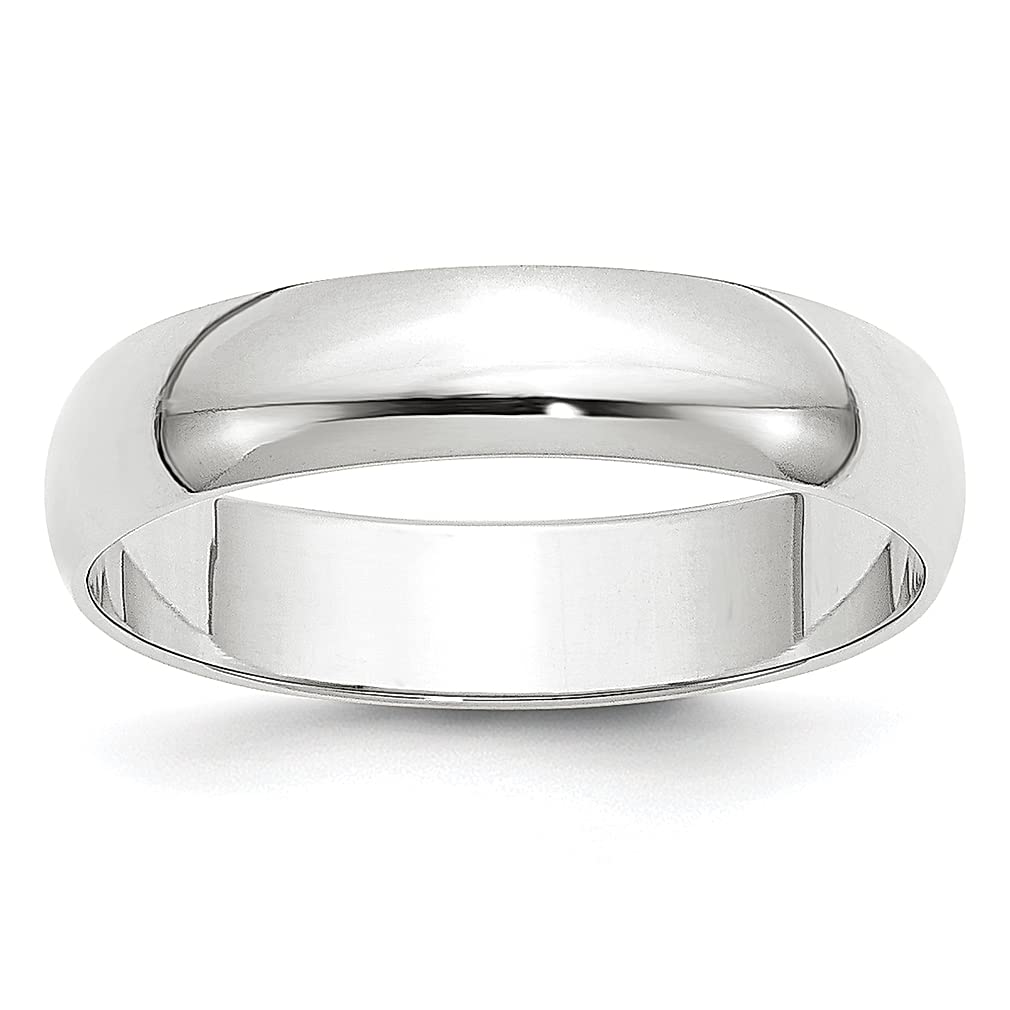 14K White Gold 5mm Lightweight Half Round Wedding Band Ring - Size 7.5 Classic Fine Jewelry for Women - Perfect Anniversary, Engagement & Bridal Gift - Everyday Wear & Special Occasions