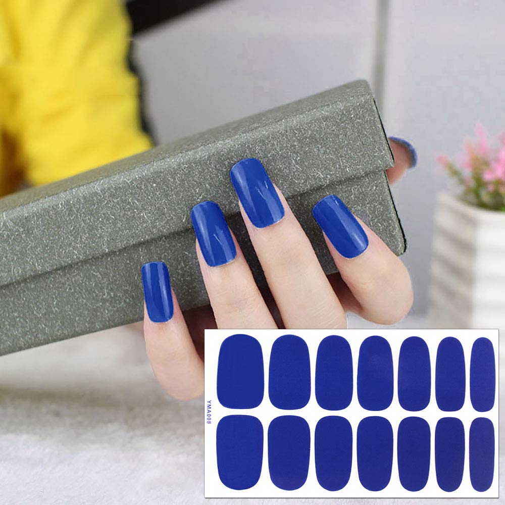 SILPECWEE 8 Sheets Self-Adhesive Nail Polish Strips for Women - Solid Color Gel Nail Wraps with 1 Nail File - Easy Manicure & Nail Art Stickers for Home, Party & Salon Use