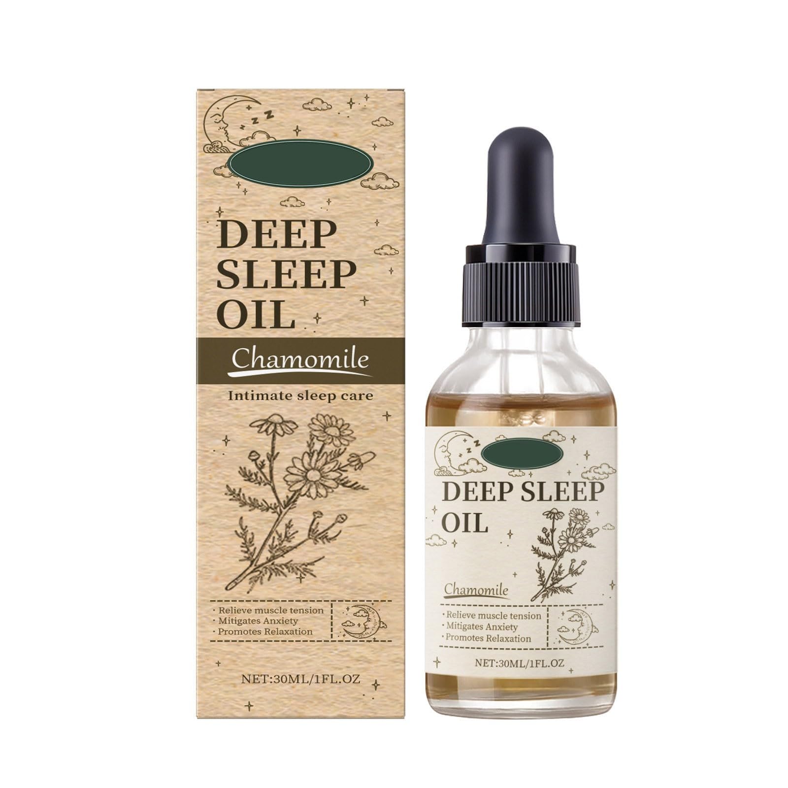 Organic Chamomile Sleep Oil for Relaxation & Deep Sleep - Hydrating & Moisturizing Body Oil with Aromatherapy Benefits - Perfect for Nighttime Skin Care & Stress Relief Before Bed