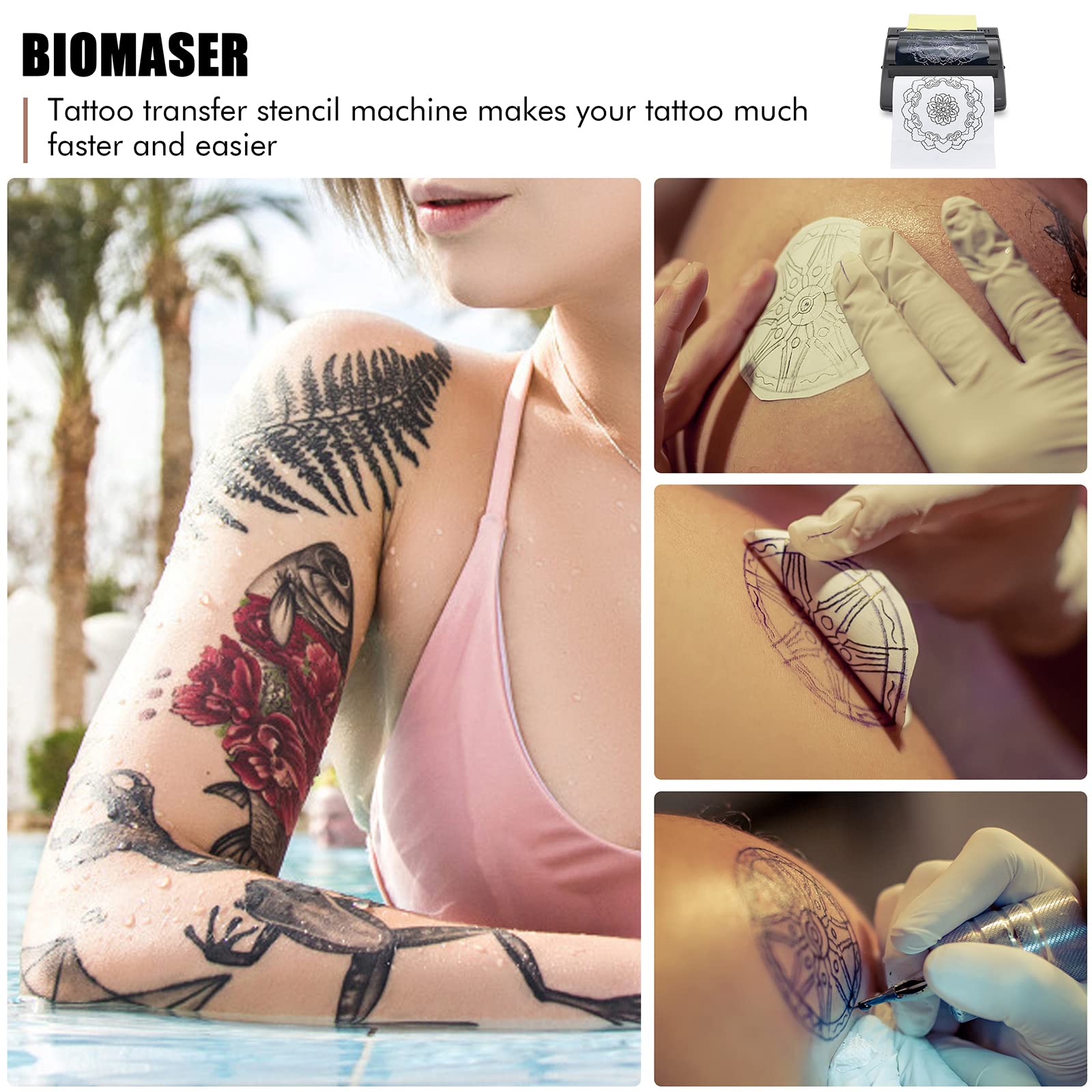 Professional Tattoo Stencil Printer Machine - Thermal Copier for Tattoo Transfer, Drawing & Stencil Making with 20 Tattoo Transfer Papers | Perfect for Tattoo Artists, Studios & DIY Tattoo Enthusiasts