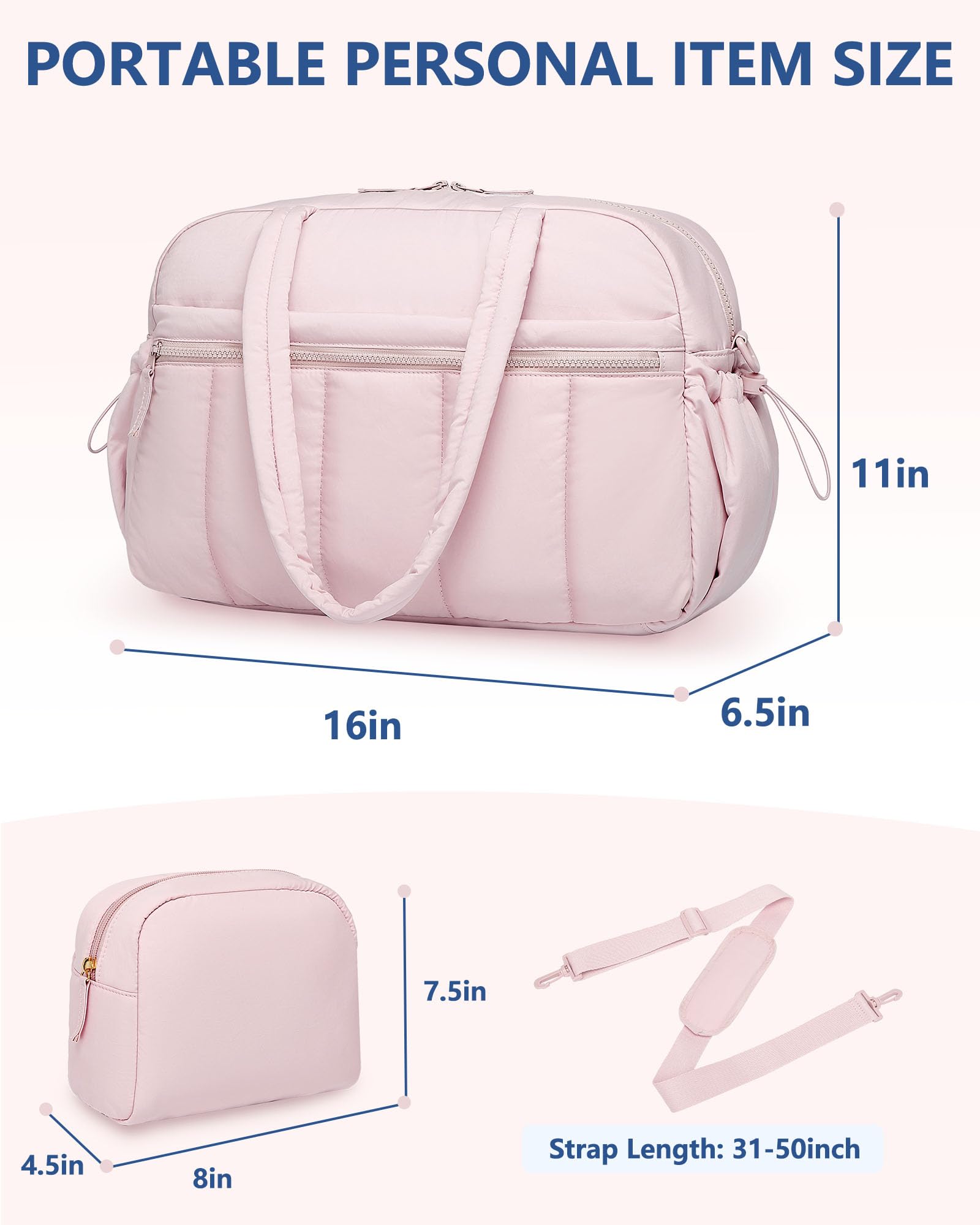 Women's Travel Duffle Bag - Waterproof Weekender Overnight Bag with Toiletry Pocket & Wet Compartment - Perfect for Gym, Yoga, Hospital & Weekend Getaways - Pink