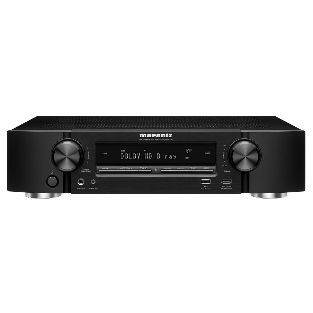 Marantz NR1510 Slim 5.2 Channel 4K Ultra HD AV Receiver with HEOS Built-in | Home Theater System for Movies, Music & Gaming | Compact Design for Small Spaces