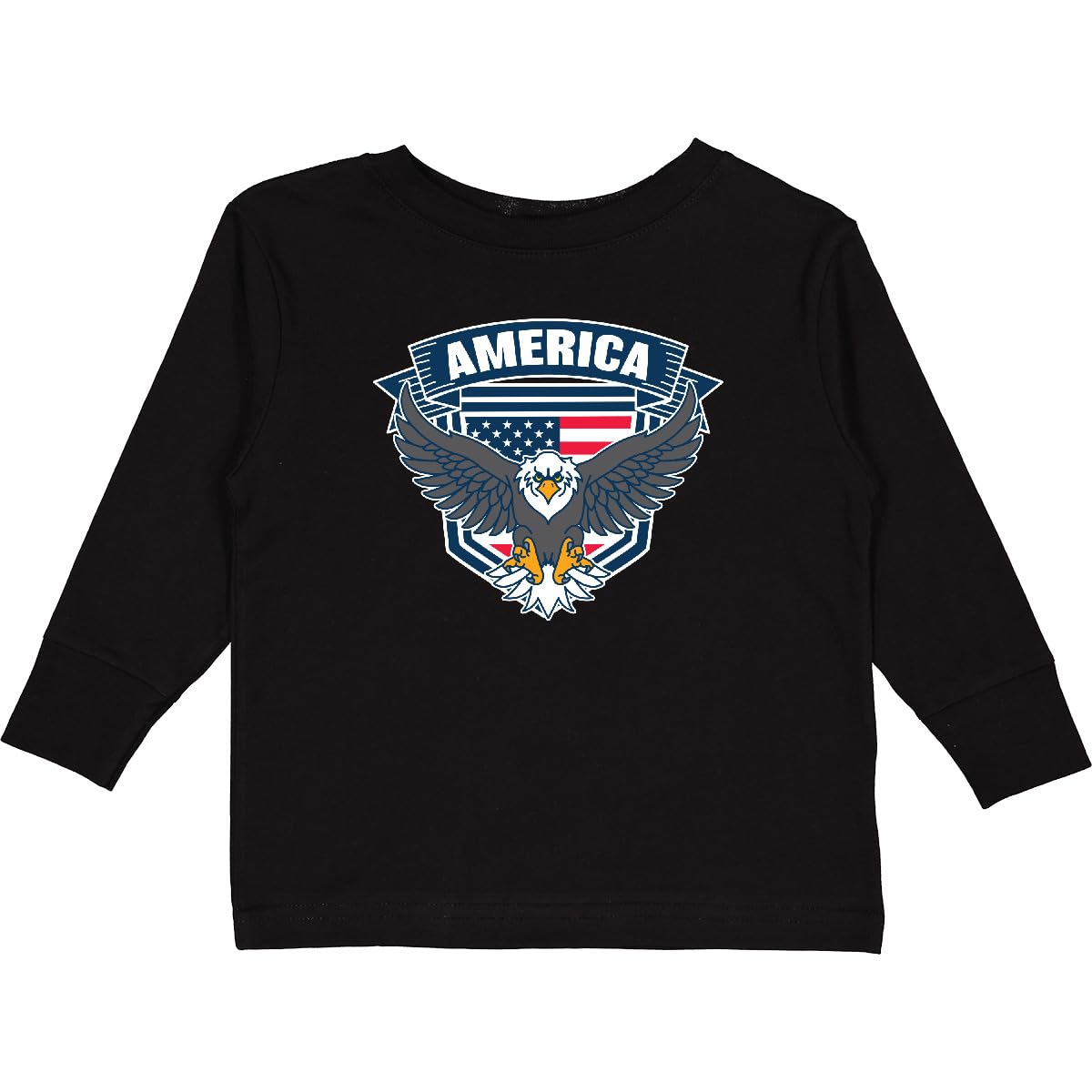 Inktastic America with Eagle Shield and Banner Toddler Long Sleeve T-Shirt - Patriotic Kids Shirt for 4th of July, Memorial Day & Independence Day Celebrations