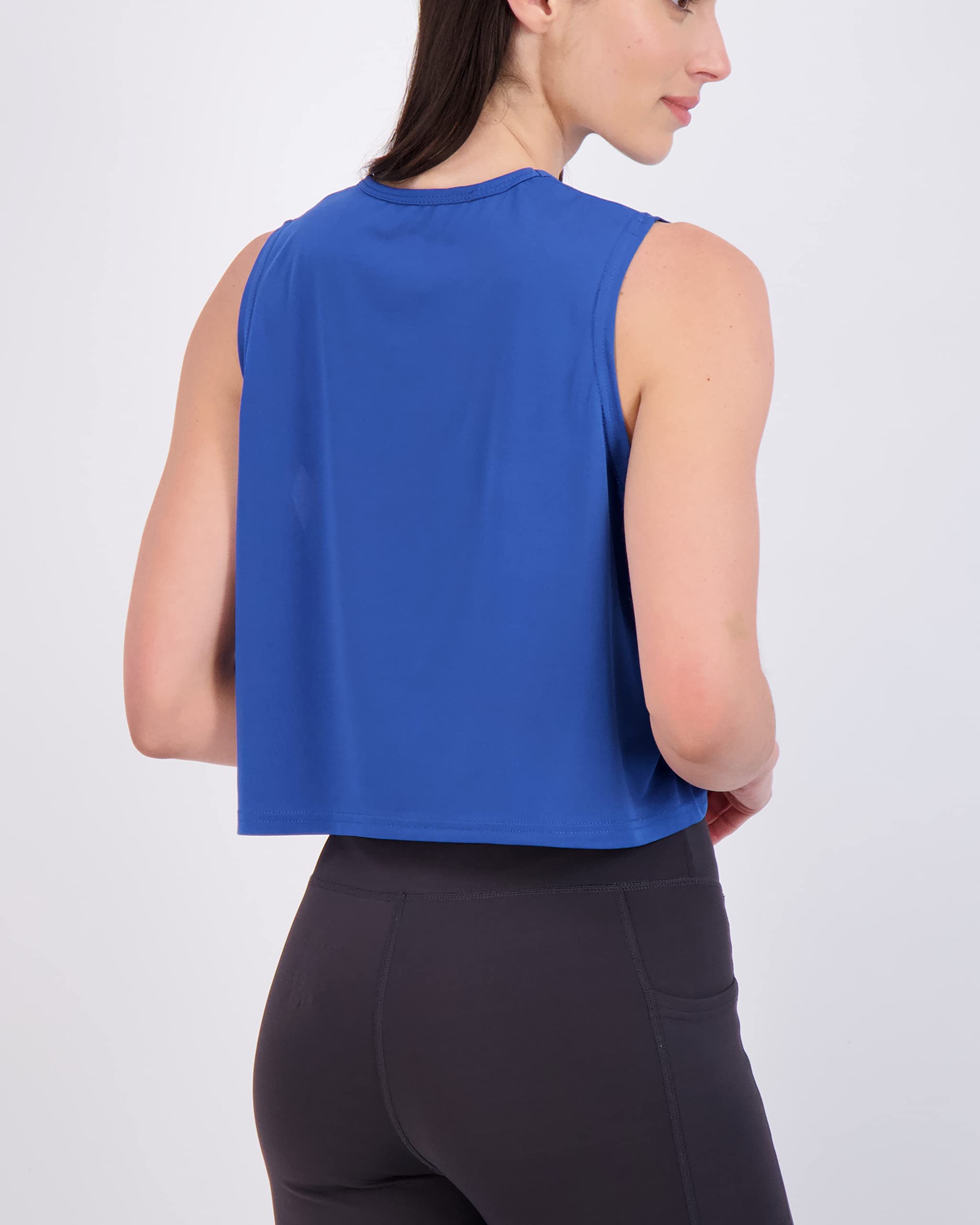 Real Essentials 5 Pack Women's Dry Fit Crop Summer Tank Tops - Breathable Moisture Wicking Gym Yoga Workout Sports Tees for Women (Plus Size Available) | Perfect for Running, Pilates & Casual Summer Wear
