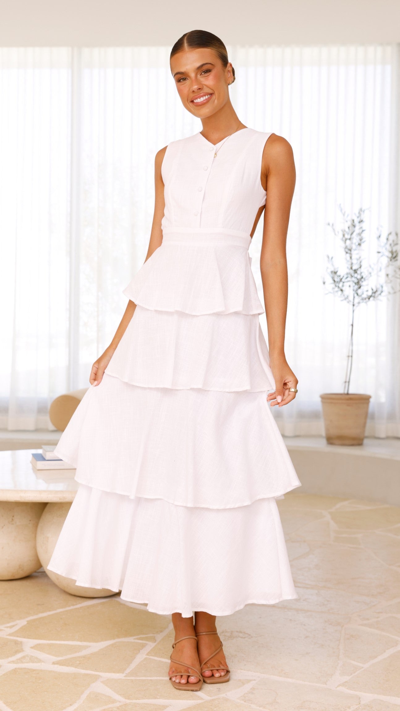 Anastasia Backless Maxi Dress for Women - Elegant White Long Summer Dress for Beach, Wedding & Party