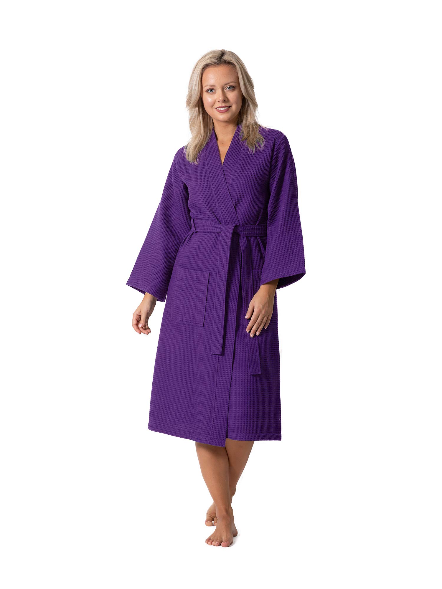Premium Turkish Linen Waffle Knit Kimono Robe for Women - Lightweight Spa Bathrobe - Quick Dry & Ultra Soft - Perfect for Relaxation, Beach Cover-Up & Lounge Wear