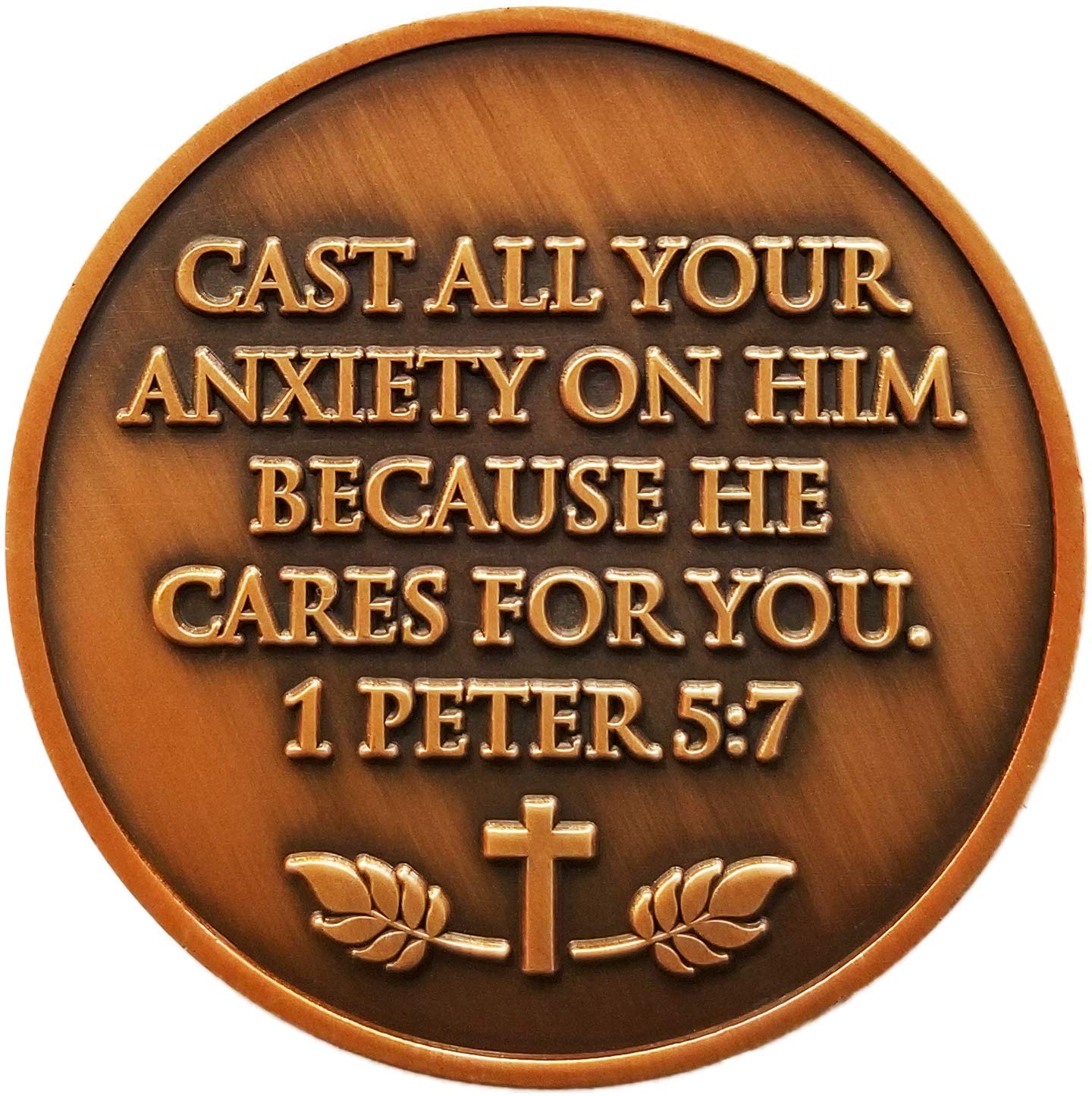 10 Pack Don't Be Anxious Coin Set - Antique Gold Plated Worry Stones for Anxiety Relief, Inspirational Challenge Coins with 1 Peter 5:7 Verse - Perfect for Stress Management, Office Desk Decor & Thoughtful Christian Gifts