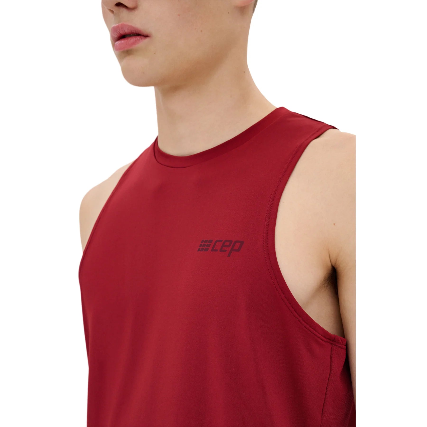 CEP Men's Performance Running Tank Top - Breathable Round Neck v5 - Dark Red - Ideal for Jogging, Gym Workouts & Outdoor Activities