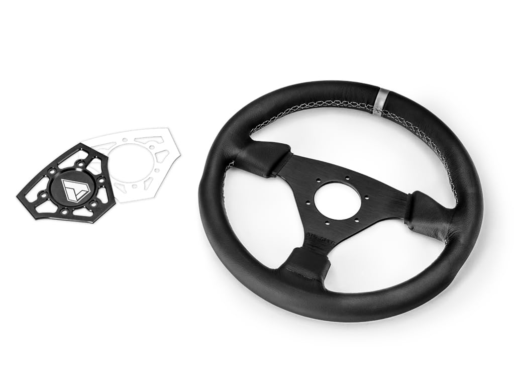 Assault Industries Navigator Steering Wheel - White Plate with Embroidery | Off-Road & Racing Car Upgrade | Perfect for Jeep, Truck & UTV Accessories