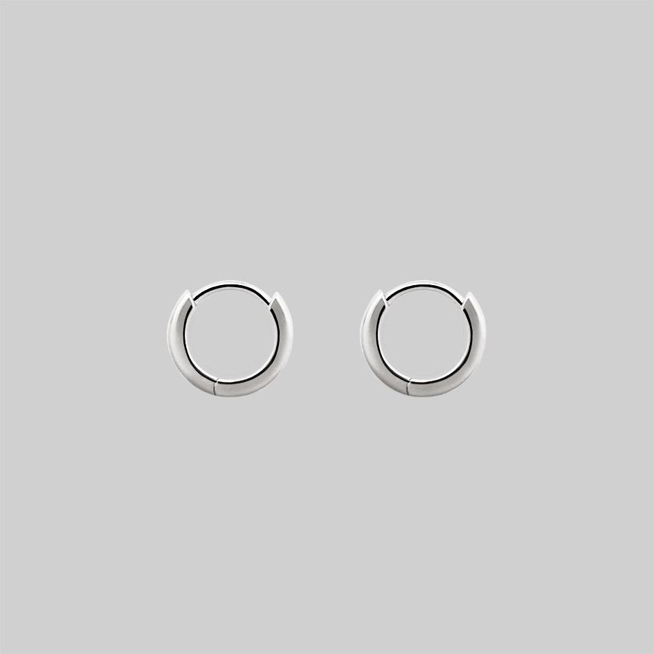Simple Silver Clicker Hoop Earrings 12mm - Minimalist Stud Earrings for Women - Perfect for Everyday Wear, Parties & Gifting