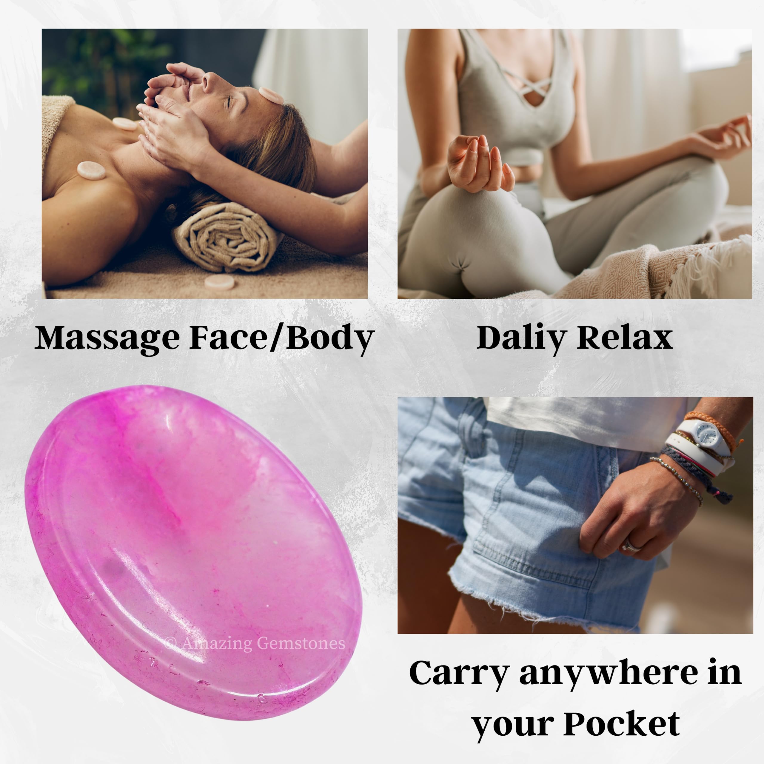 Pink Onyx Worry Stone - Natural Healing Crystal for Stress Relief & Meditation - Unique Gift for Women & Men - Perfect for Relaxation, Anxiety Relief, and Mindfulness Practices
