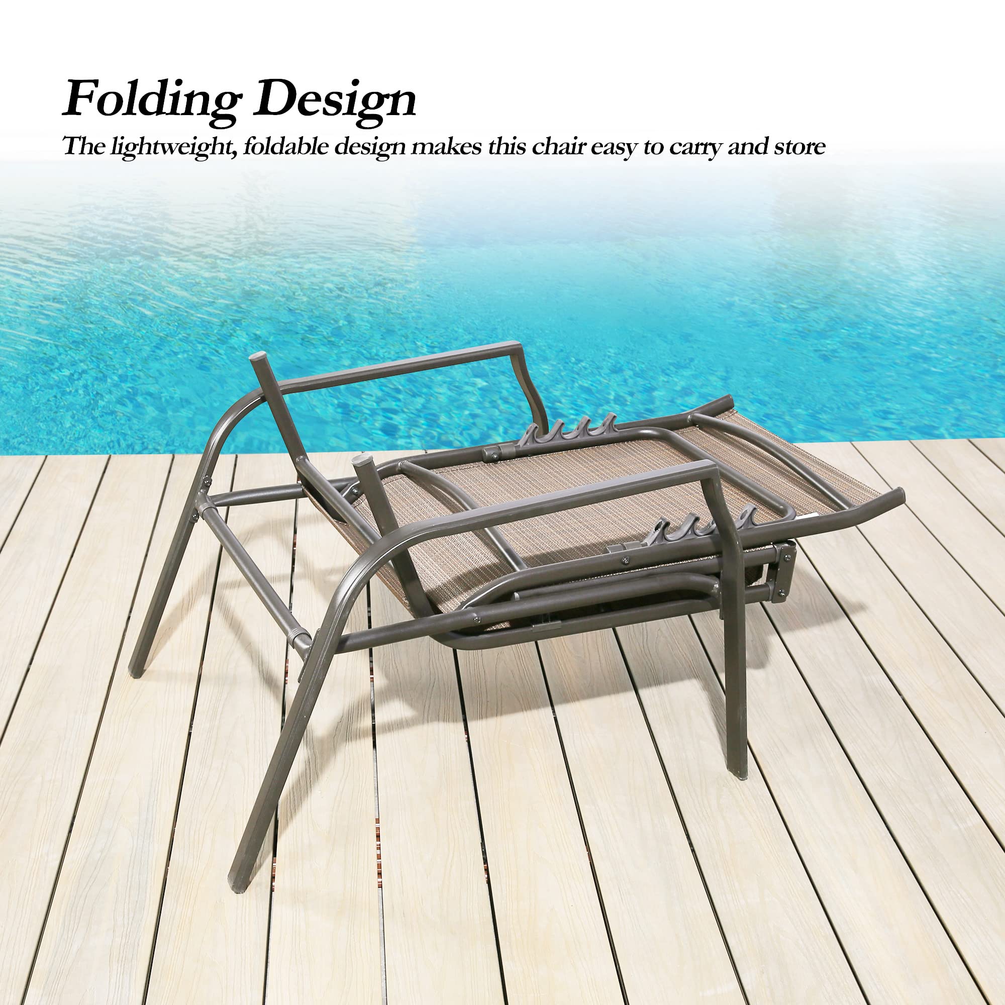 Premium Outdoor Chaise Lounge Chair - Foldable Reclining Patio Lounger for Beach, Poolside & Backyard Relaxation - Heavy Duty & Weather Resistant - Set of 2 (MA165) - Perfect for Sunbathing, Vacation & Outdoor Leisure