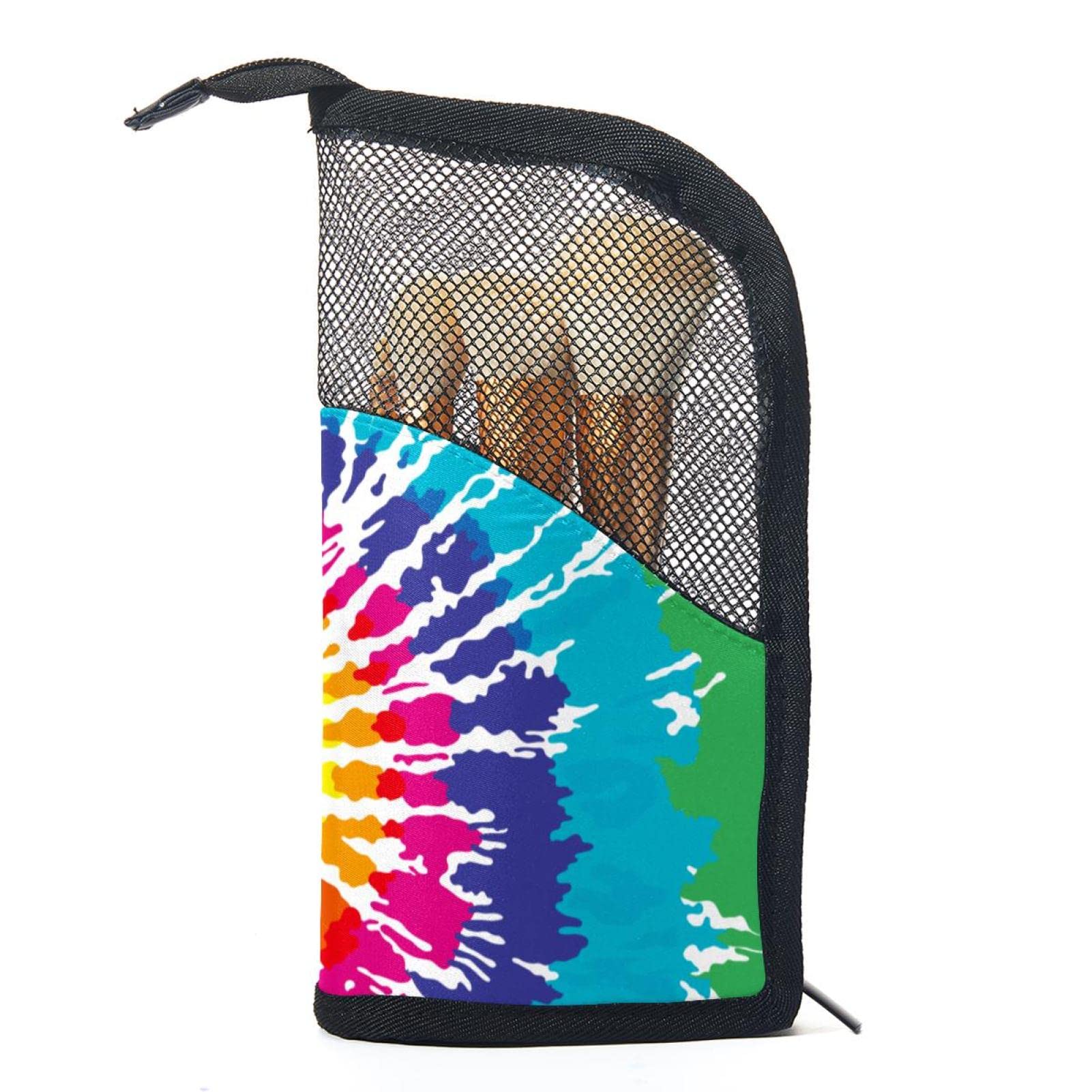 12-Piece Makeup Brush Organizer Bag with Colorful Rainbow Swirl Design - Portable Travel Cosmetic Brush Holder Case for Professional & Home Makeup Artists (Perfect for Travel, Salon & Daily Beauty Routine)