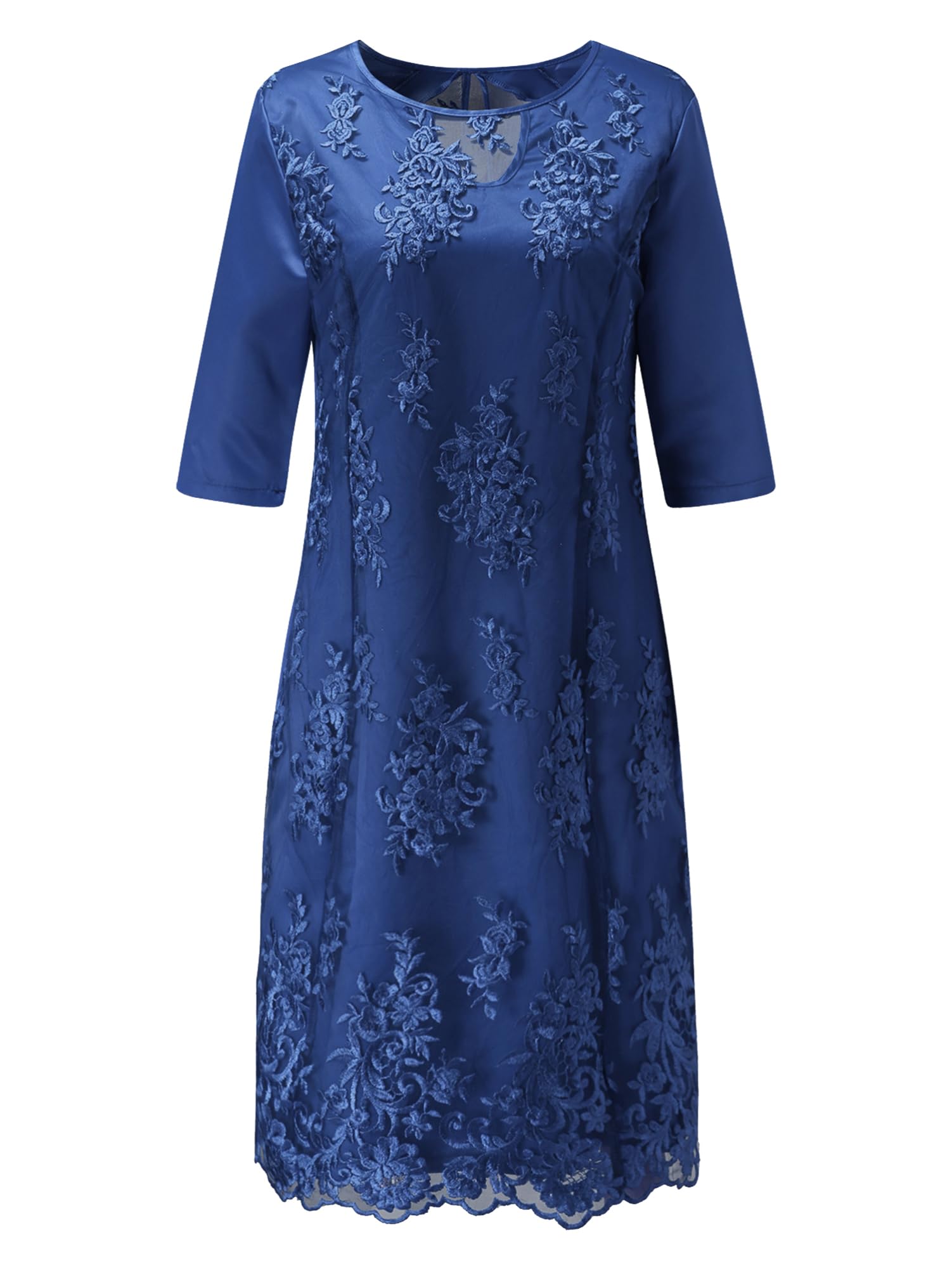 Elegant Plus Size Wedding Guest Dresses for Women - Floral Embroidery Lace Party Midi Dress Cocktail Evening Gowns | Perfect for Weddings, Parties & Special Occasions