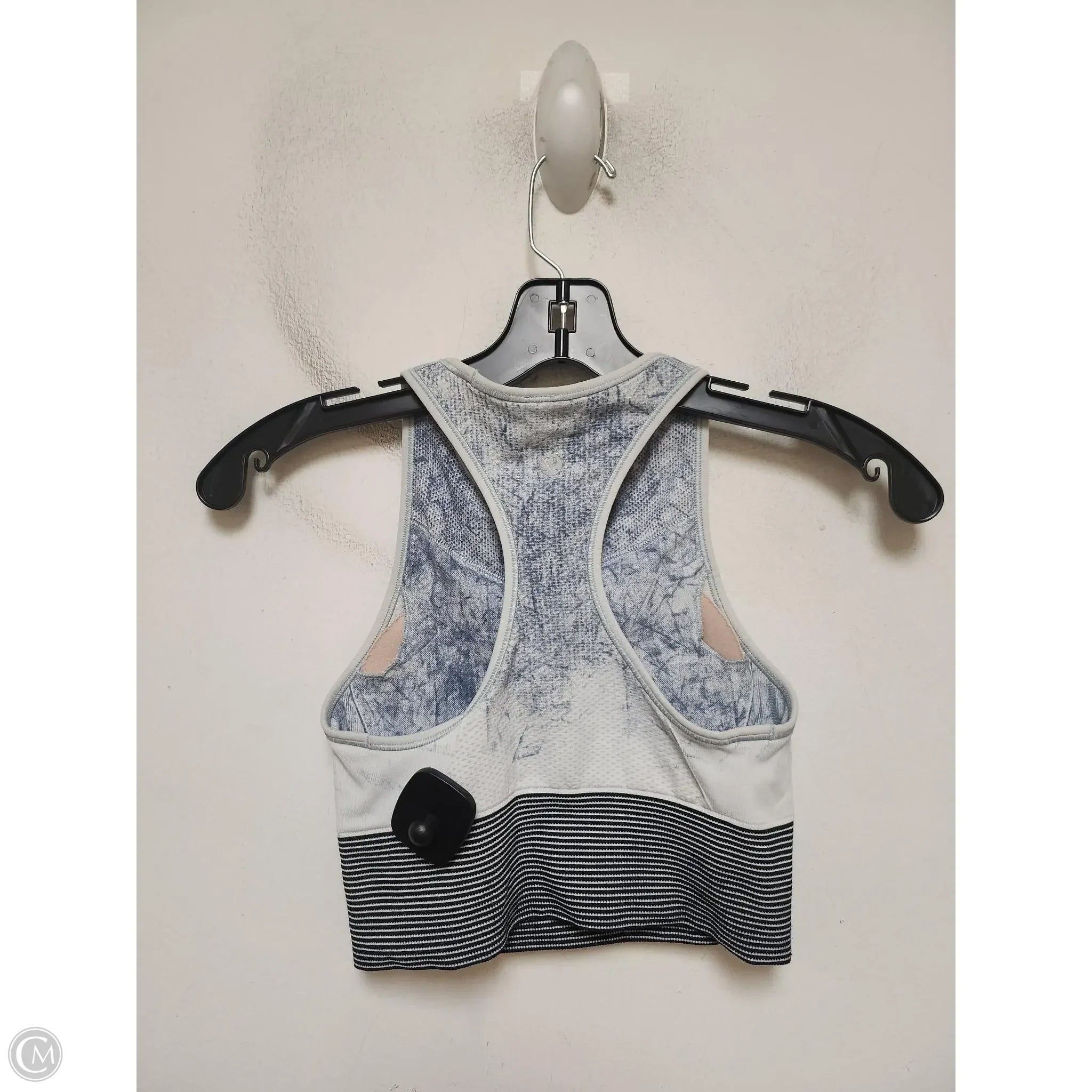 Lululemon Women's Athletic Sports Bra - Light Blue & White, Size 4 - High Support Workout Top for Yoga, Running & Gym