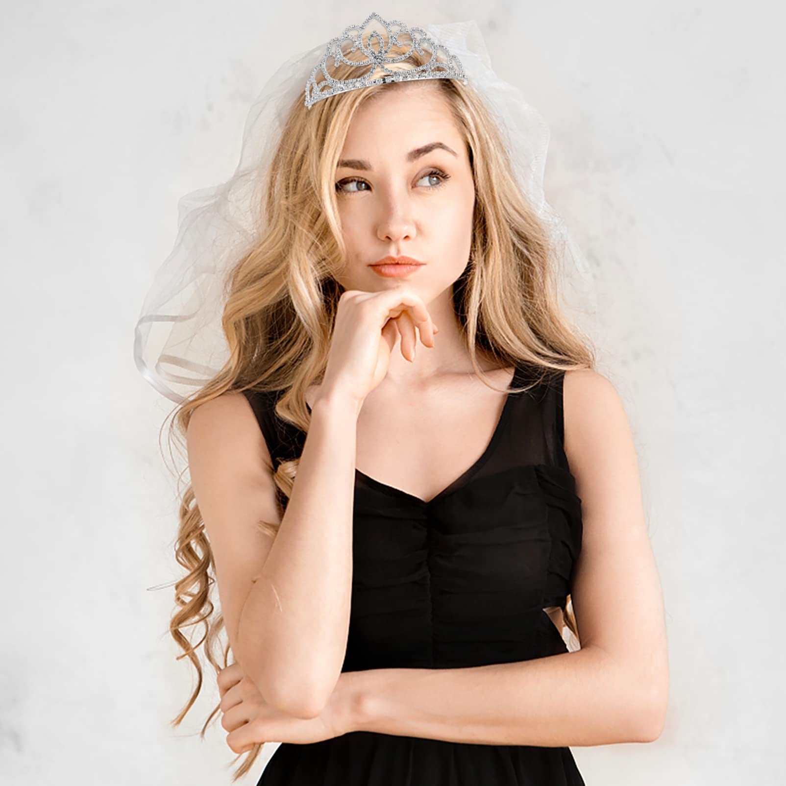 2pcs Rhinestone Bridal Crown Headband - Sparkling Wedding Tiara for Bride & Bridesmaids, Perfect for Wedding Ceremony, Reception & Bachelorette Party