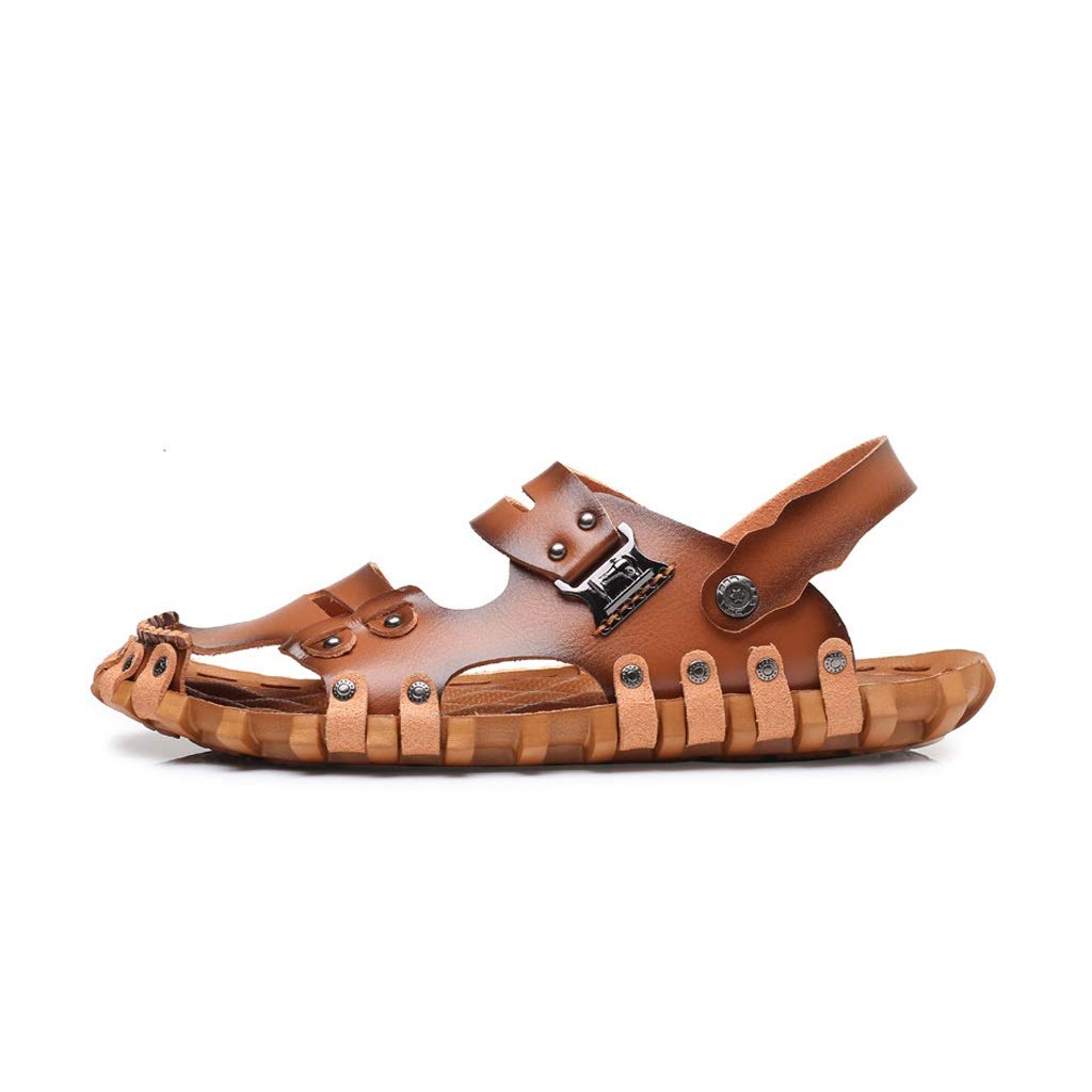 Genuine Leather Sandals for Men - Comfortable Summer Casual Shoes - Size 7 - Perfect for Beach, Vacation & Outdoor Activities