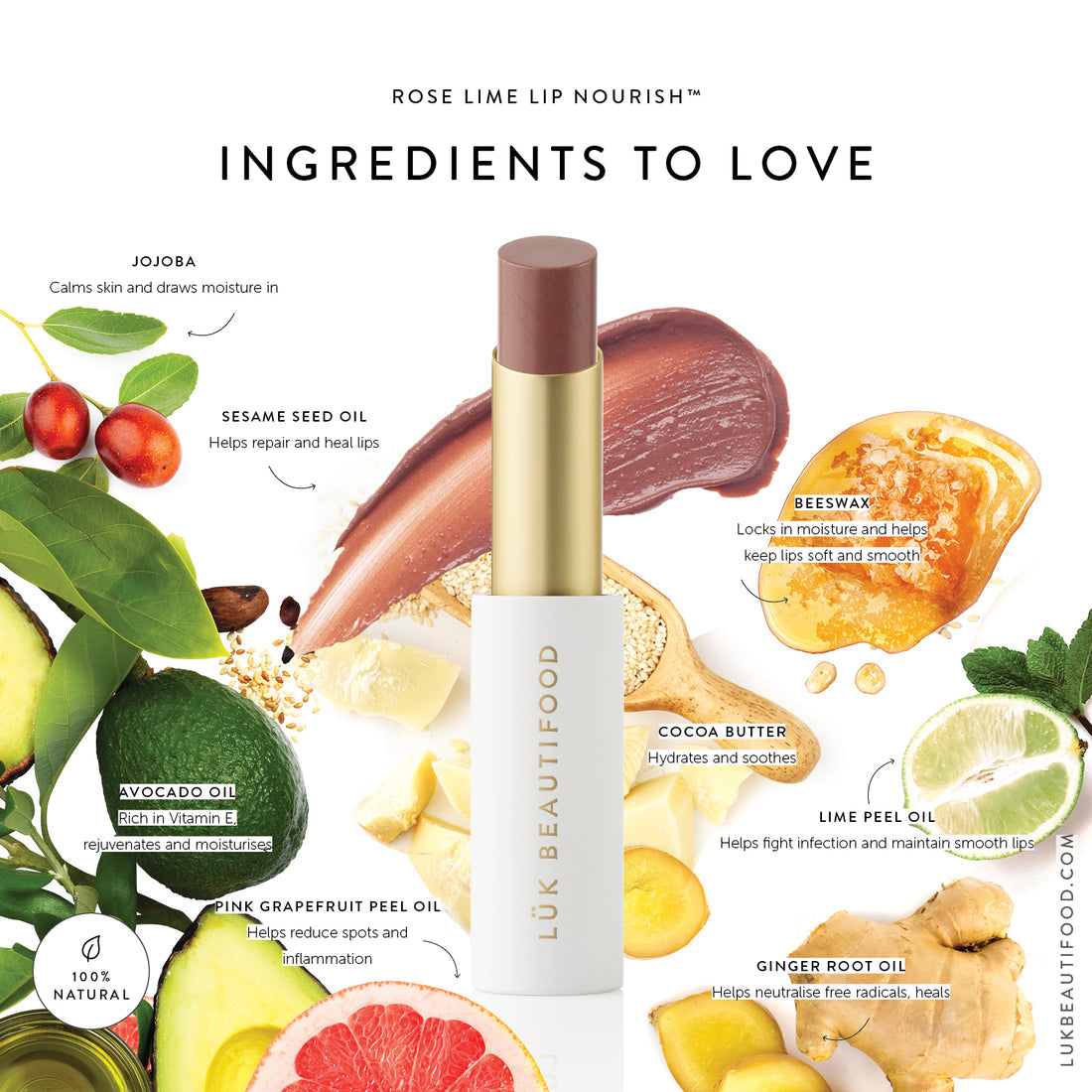 Lip Nourish™ Rose Lime Lip Balm - Hydrating & Moisturizing Lip Care for Dry, Chapped Lips - Perfect for Winter Skincare & Daily Lip Protection