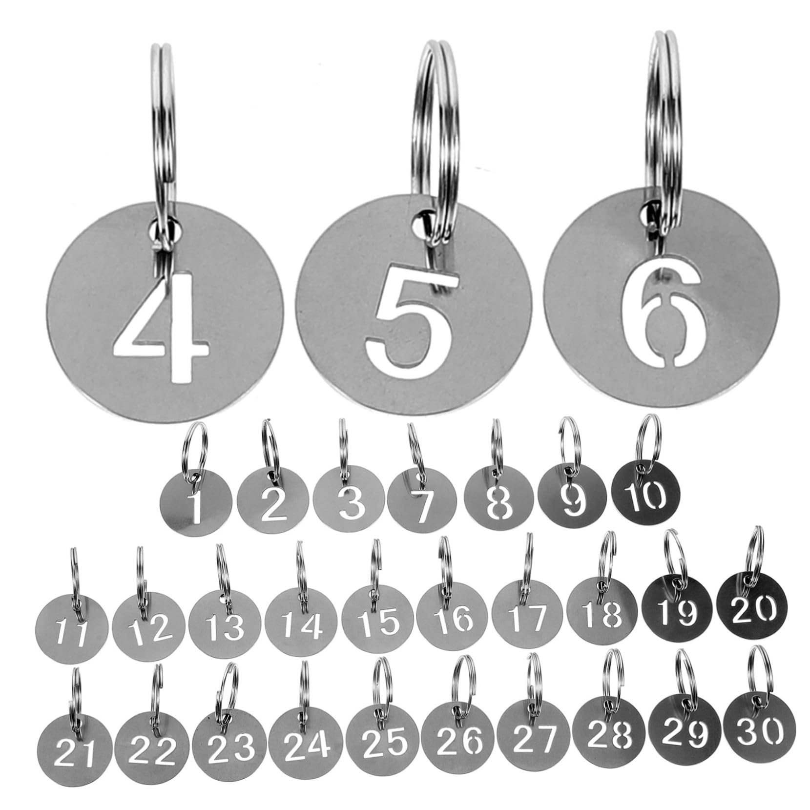 NAMOARLY Round Numbered Tags 1-30 - Durable Key Identifiers & Labels for College, Hotel, Office, and Locker Organization - Perfect for Key Management, Storage, and Identification