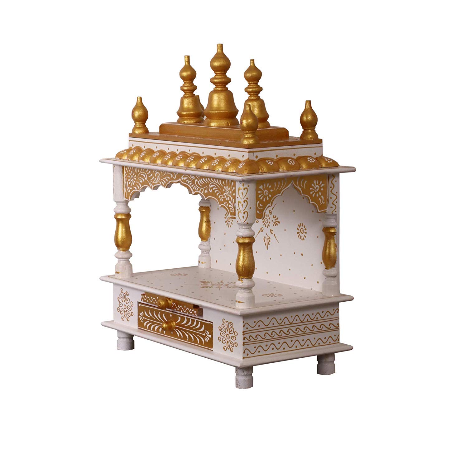 Handcrafted Wooden Pooja Mandir for Home & Office - Traditional Hindu Temple for Daily Worship, Navratri & Diwali Decor - Spiritual Gift for Festive Seasons